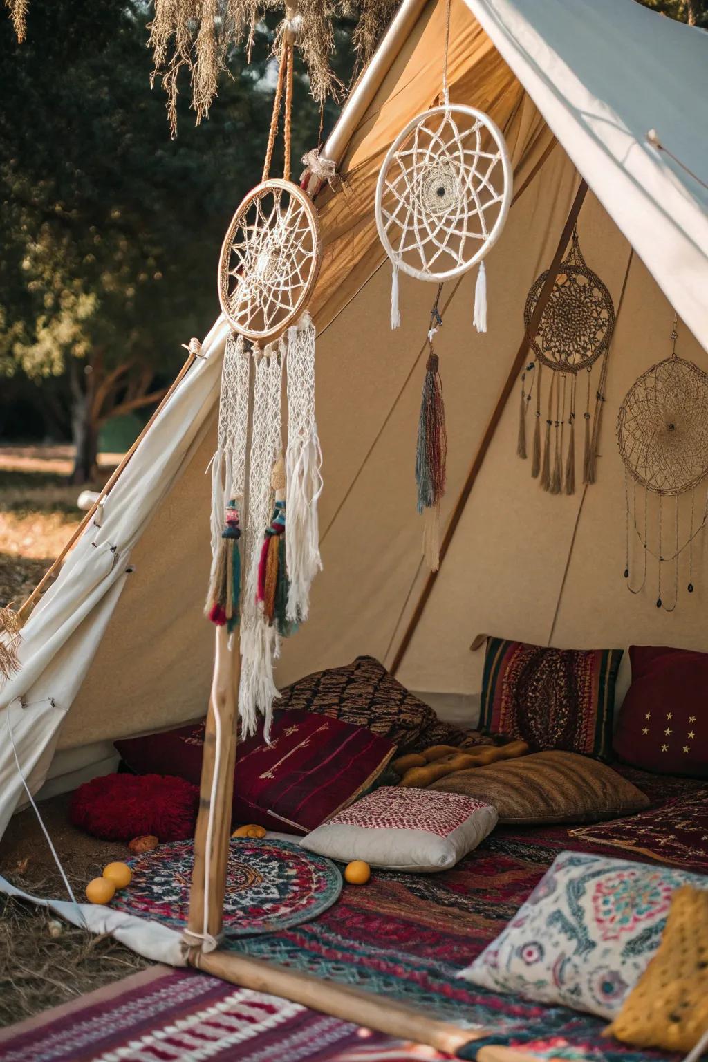 Boho elements add a relaxed and stylish vibe.