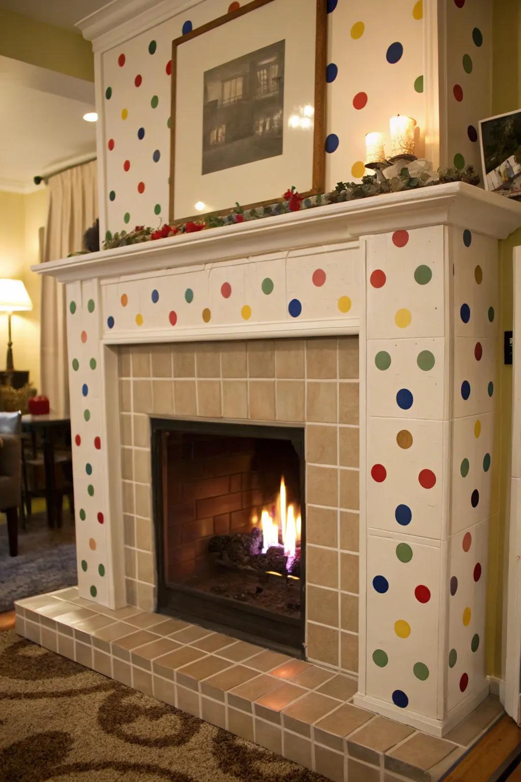 Polka dots add a playful and whimsical touch to your fireplace.