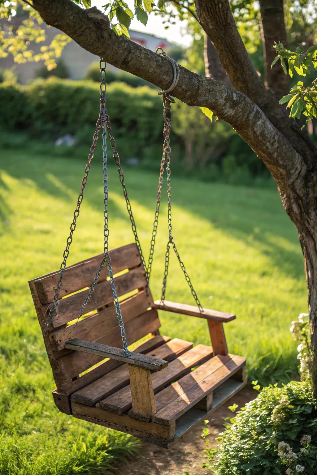 Elevate your backyard with an eco-friendly, handcrafted pallet swing that blends rustic charm with bold design.