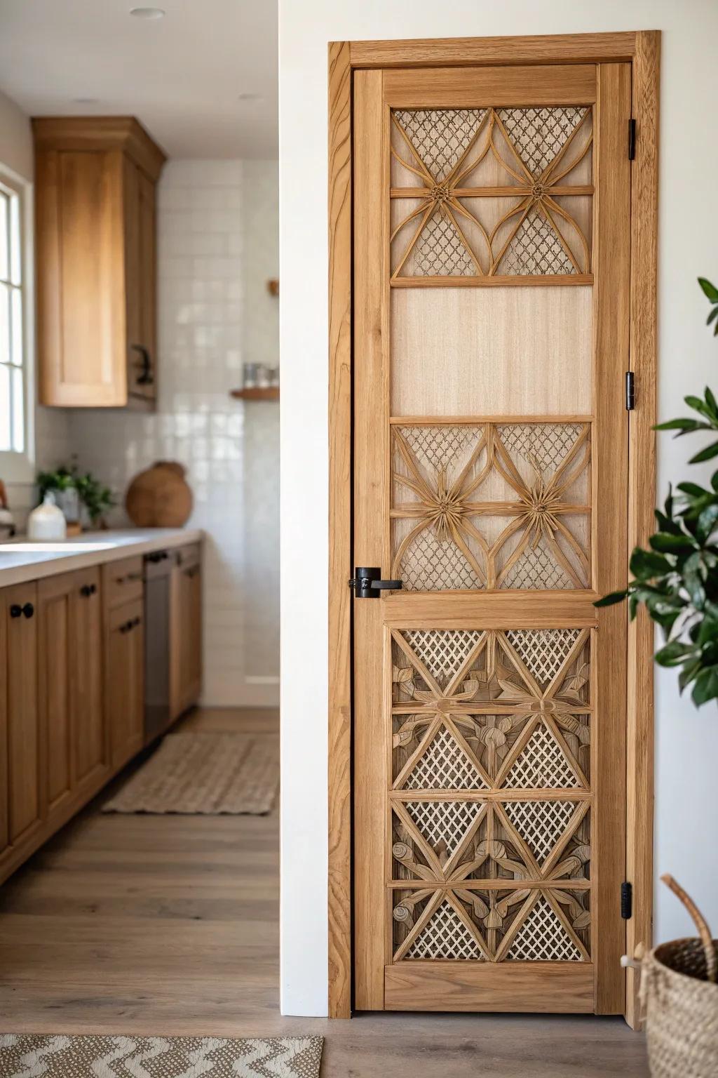 Elevate your pantry with a custom-fit screen door that blends minimalist elegance with Boho charm.