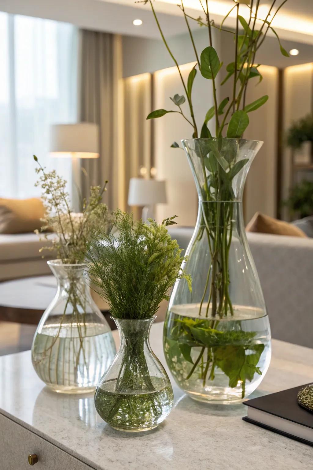 Cultivate a serene ambiance with aquatic plant displays.