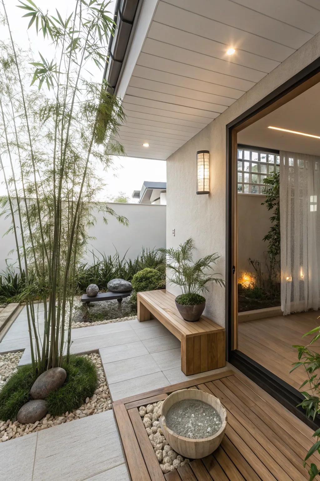 A porch extension designed as a Zen retreat.