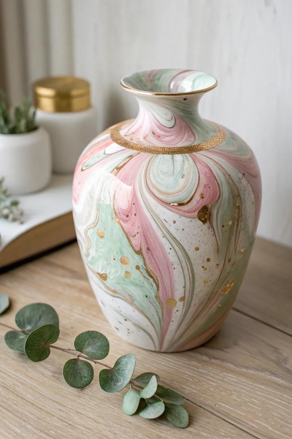 Dive into the art of paint pouring and let your creativity flow! Each marbled pot is a one-of-a-kind masterpiece. 🌿 #Craftsmanship #MinimalistBeauty