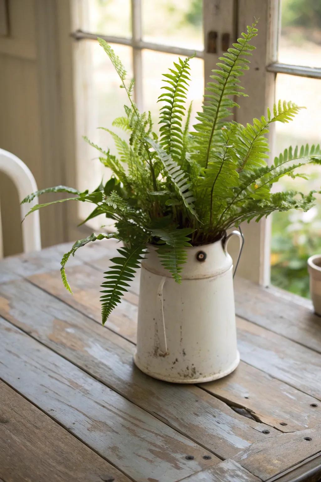 Antiquarian finds metamorphose into singular and captivating botanical showcases.