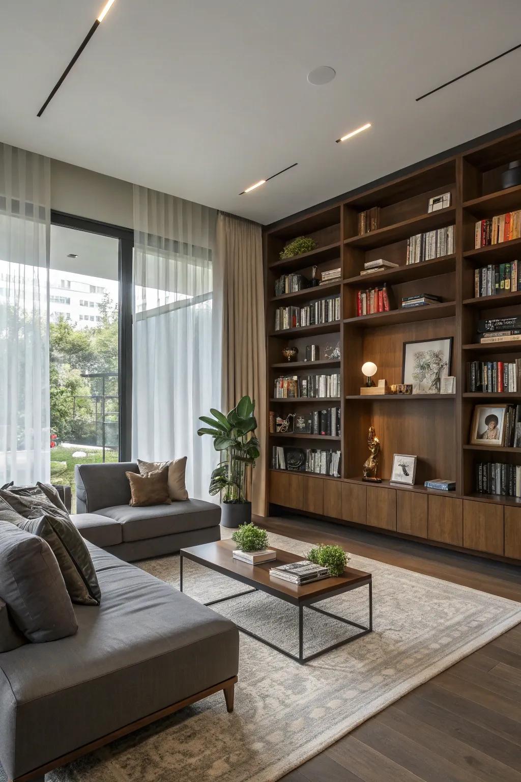 A living room that’s got it all—style, storage, and personality.