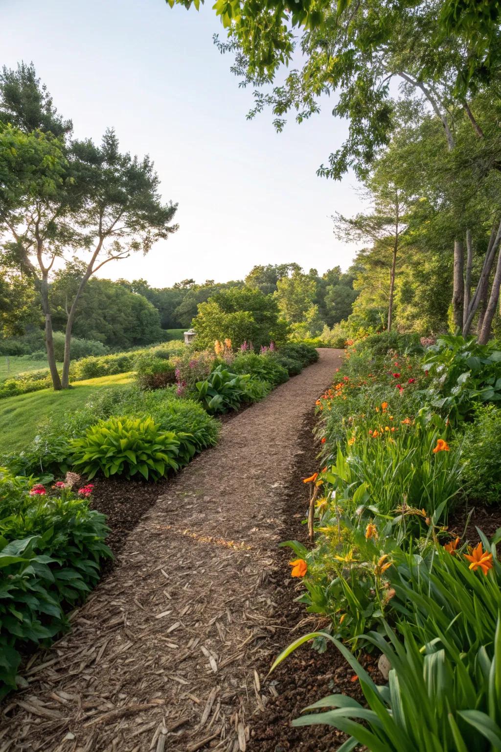 Mulch paths offer a natural and eco-friendly walkway solution.