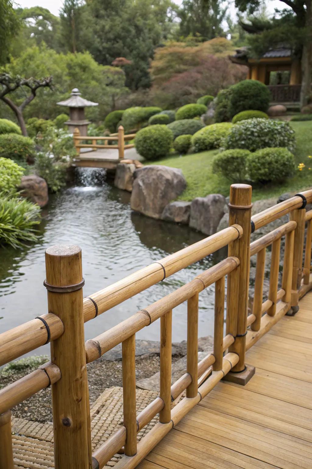 Experience tranquility with bamboo railings.