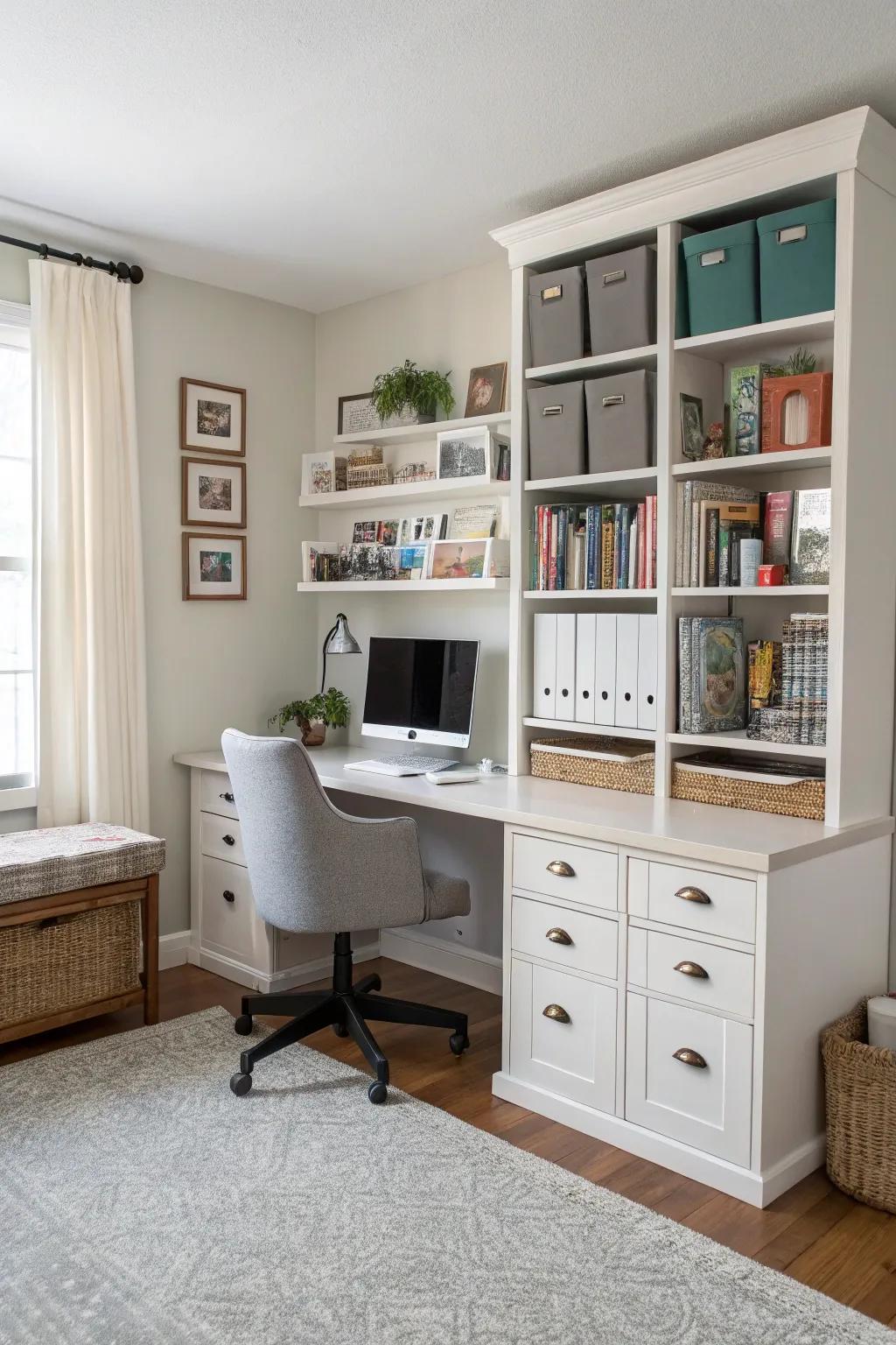 Craft a productive home workspace within your lounge.