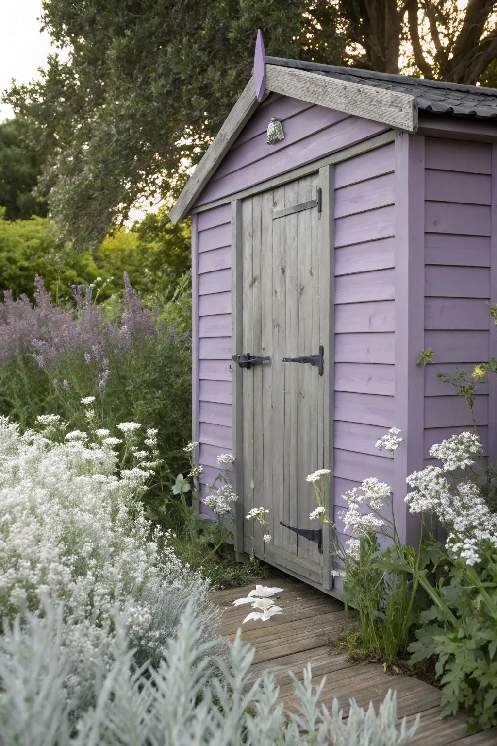 Smoky lavender sheds impart understated elegance and a touch of mystery.