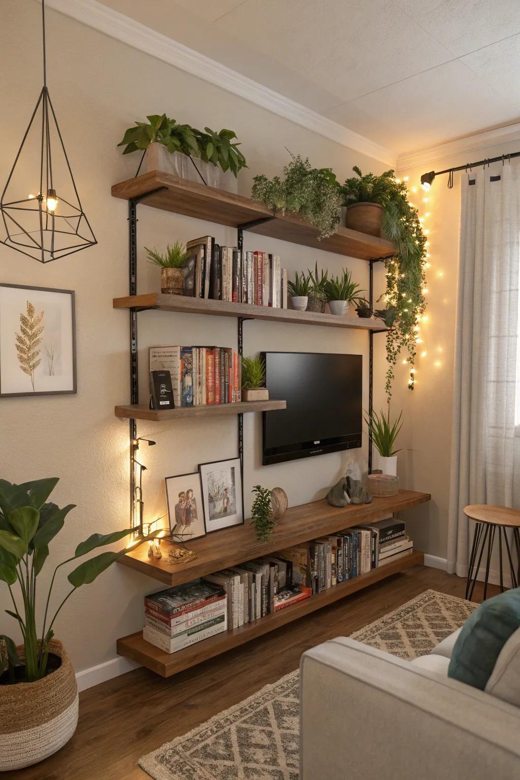 Maximize space and style with floating shelves in your Sims 4 living room.