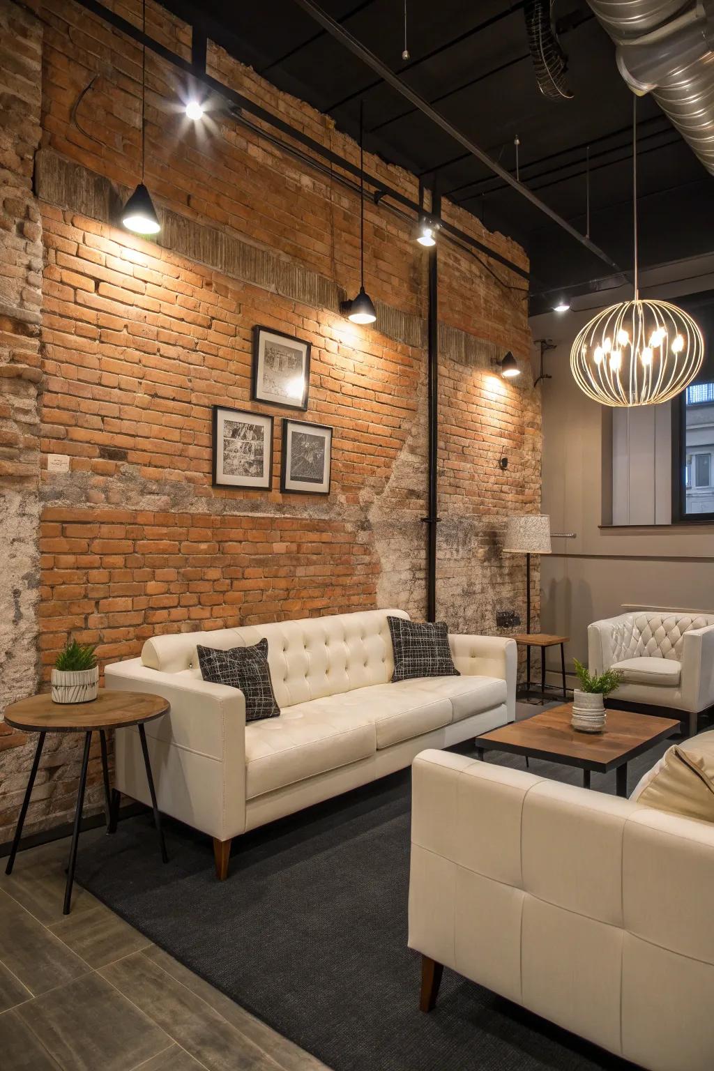 A room with textural wall finishes adding depth and character.