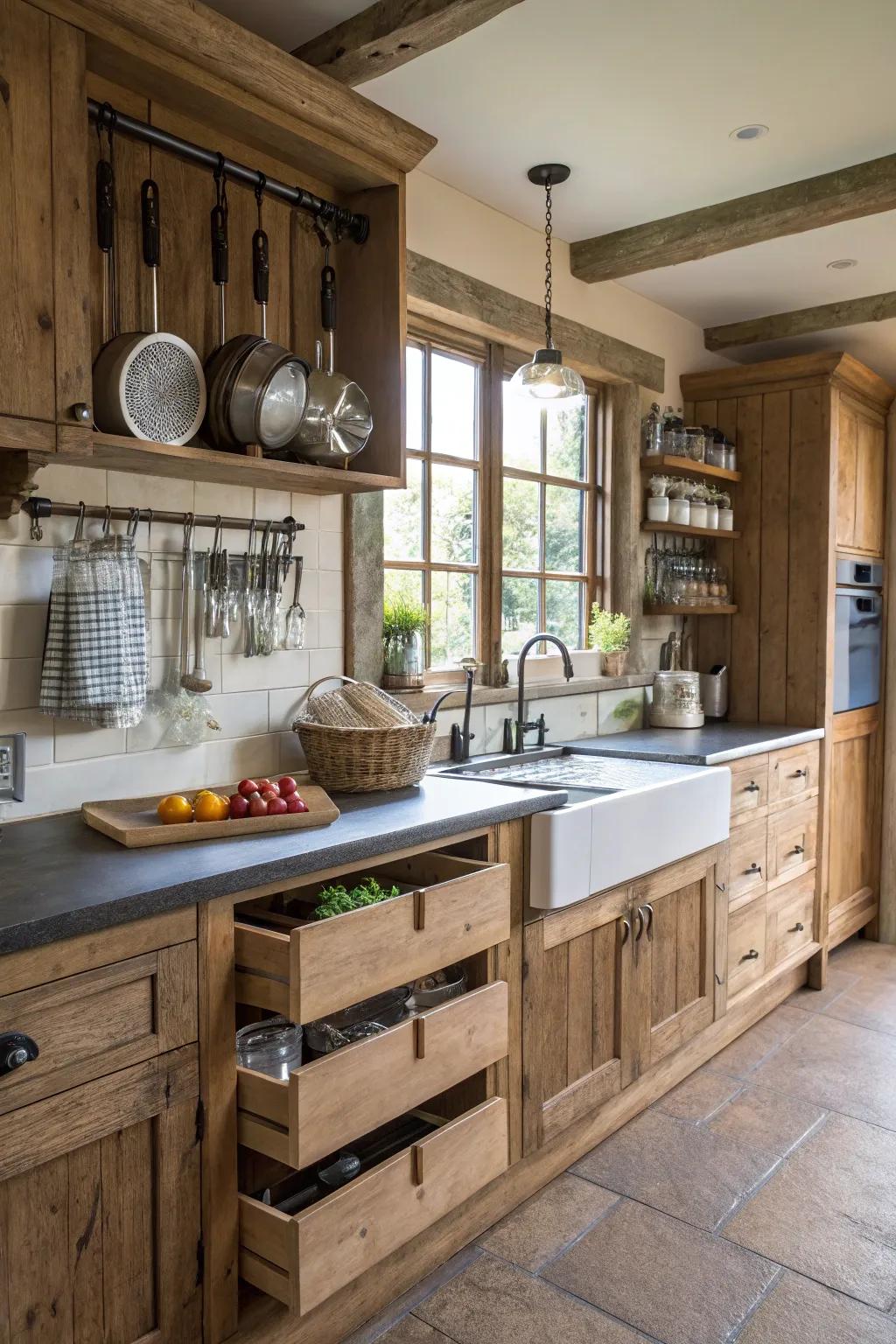Creative storage solutions keep your kitchen organized and efficient.