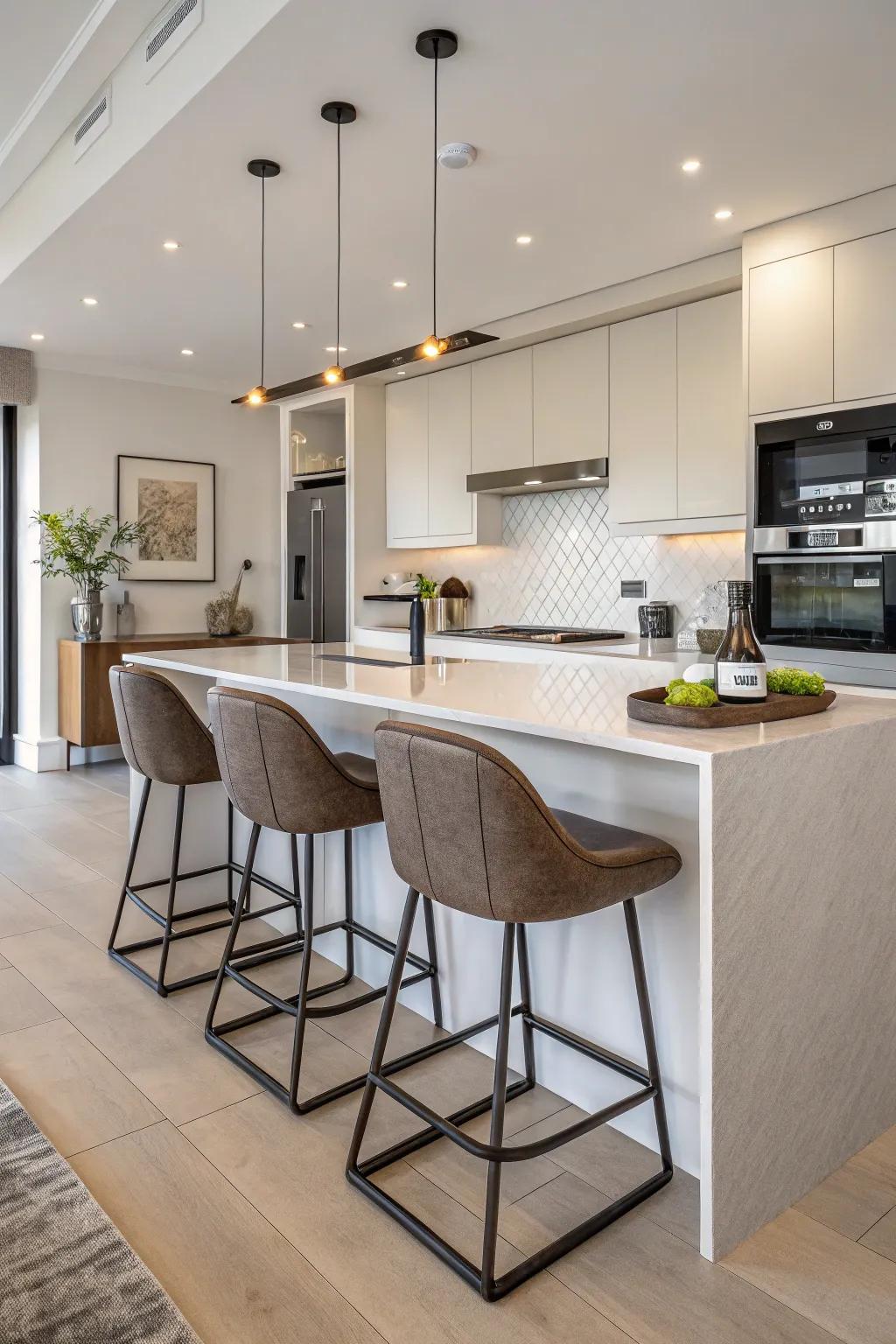 A breakfast bar that doubles as a dining spot.