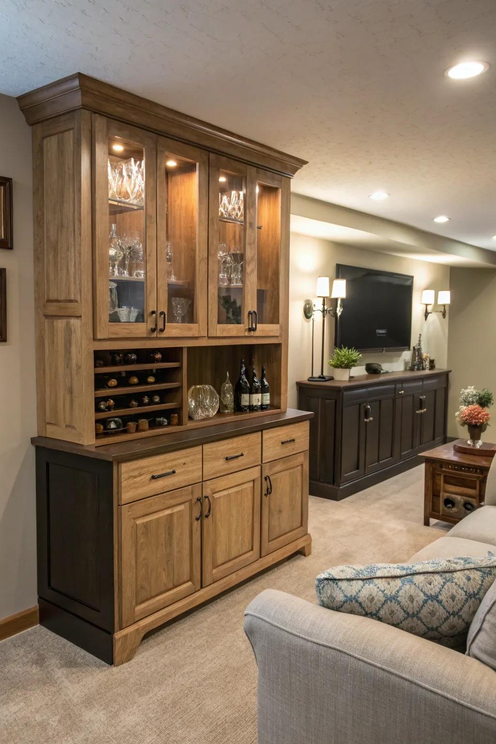 Two-shade cabinetry adds visual appeal.