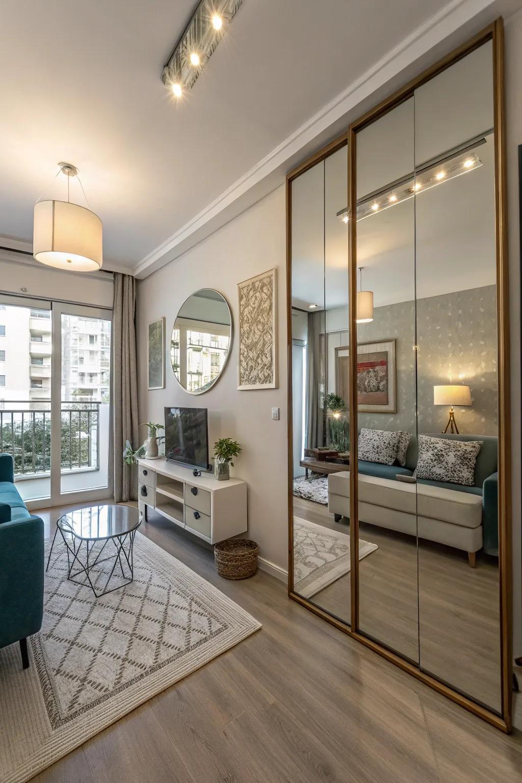 Mirrors and glass are great for making a space feel larger.