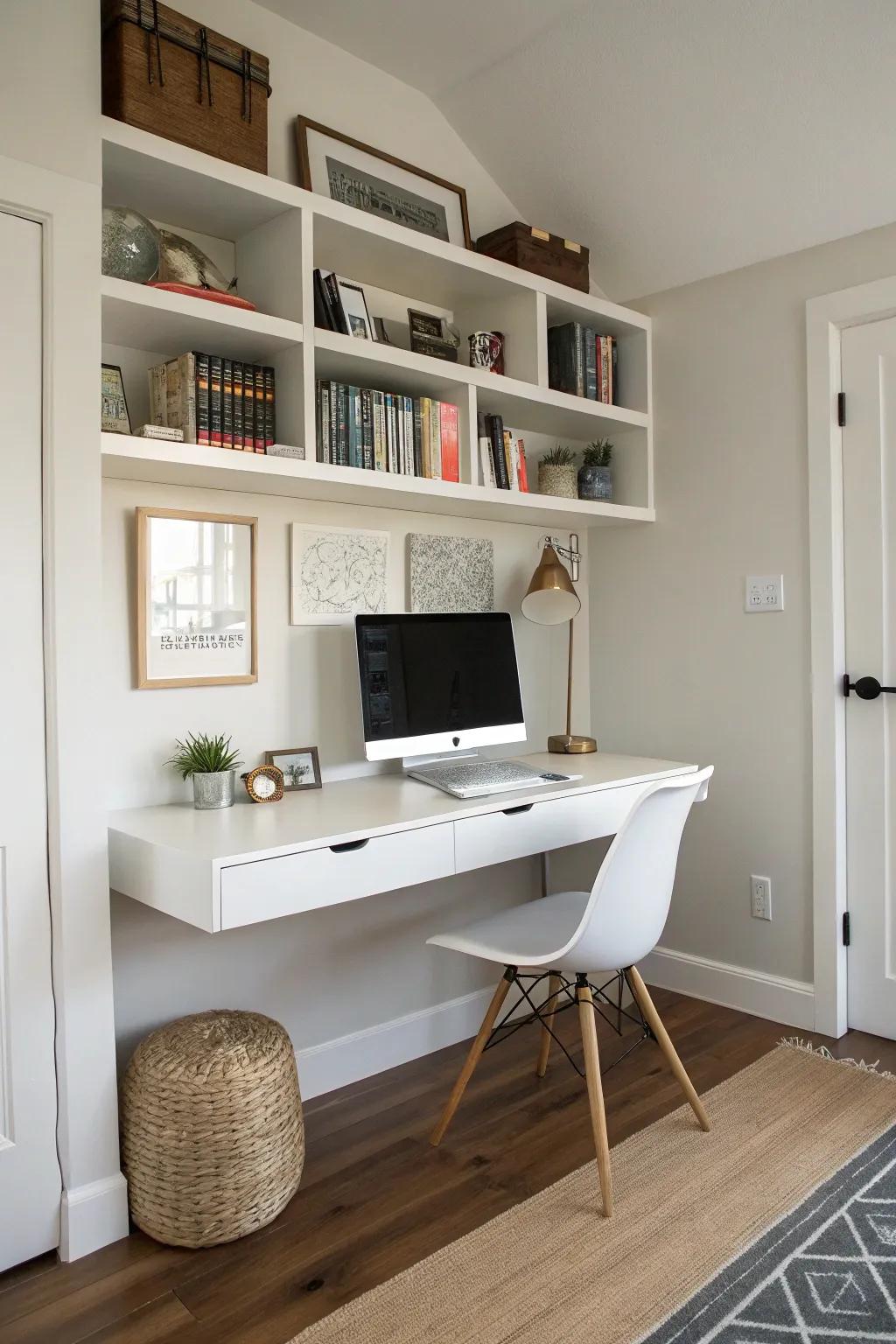 Floating desks are perfect for maximizing floor space.