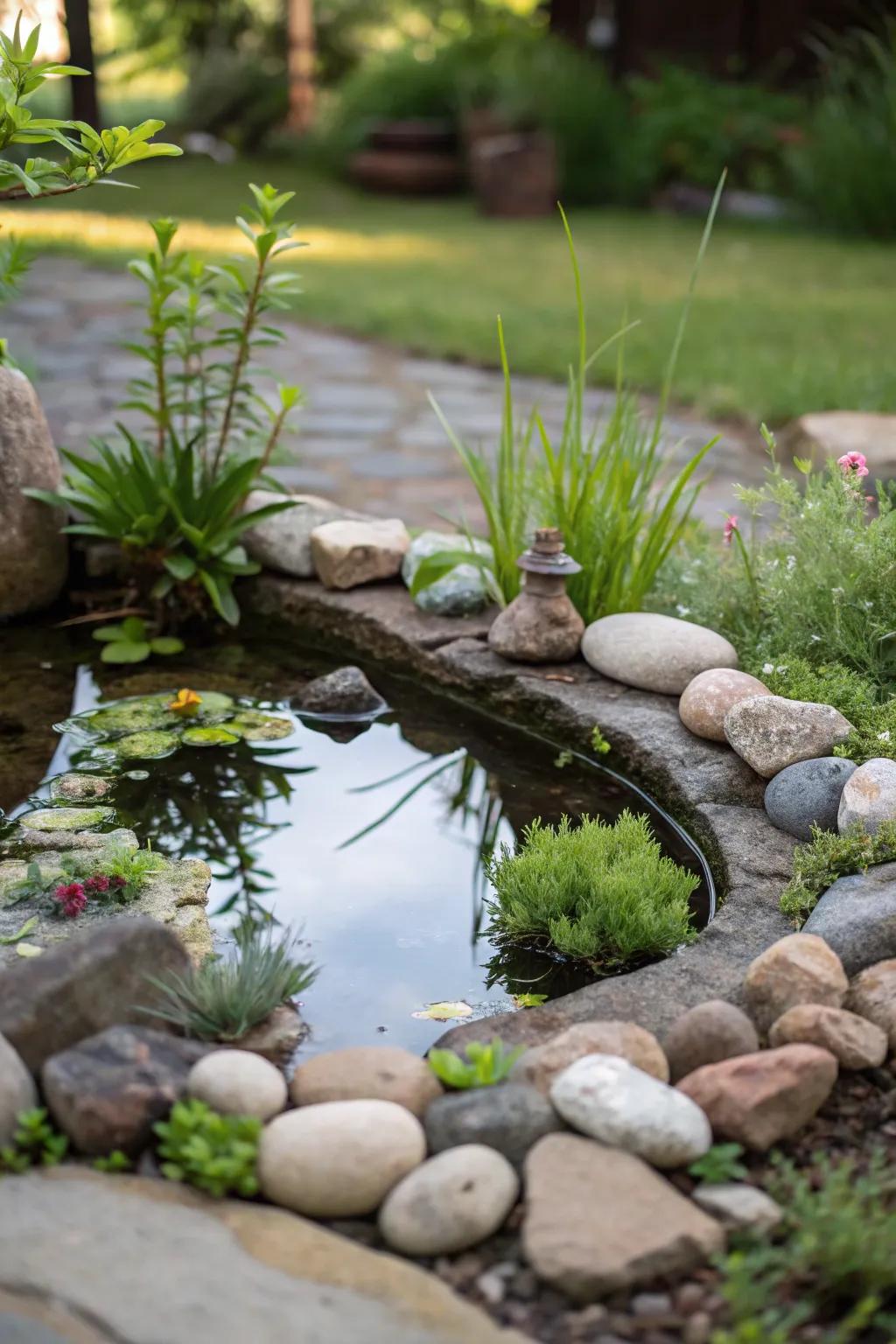 A garden in miniature offers detailed beauty within a small setting.