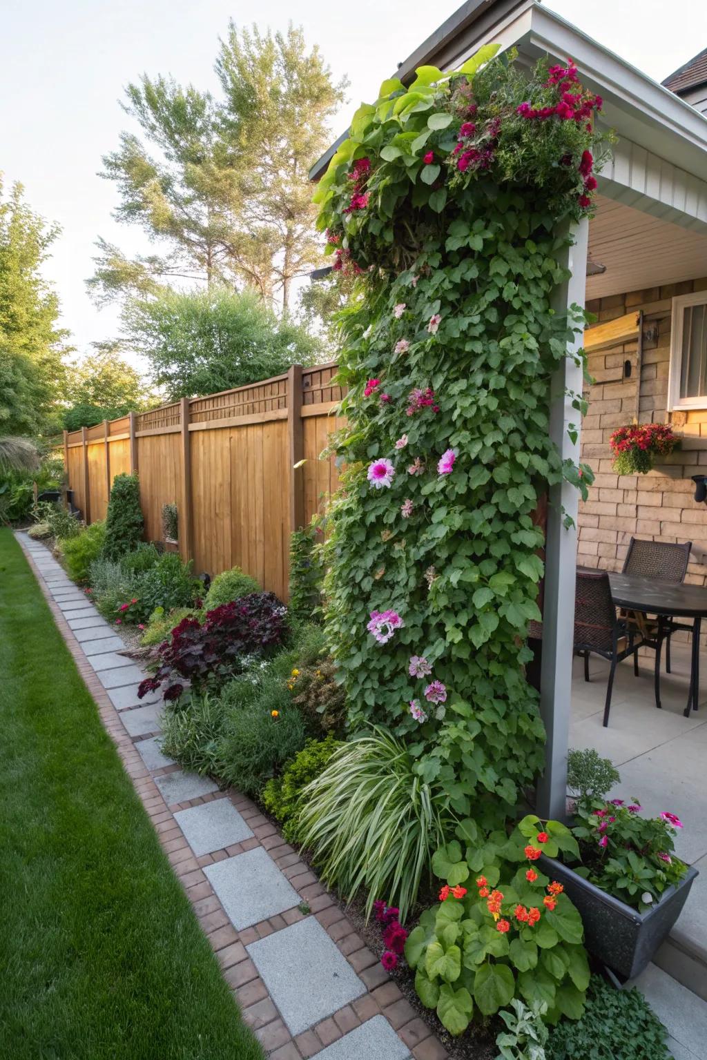 A vertical garden that adds charm and functionality.