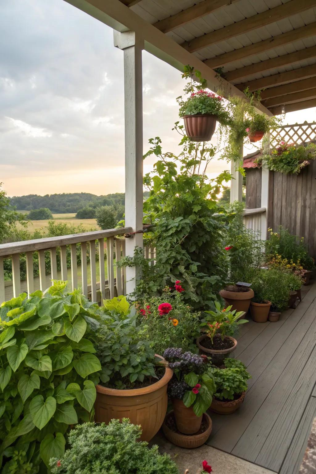 Multi-level planting amplifies depth and dimension.