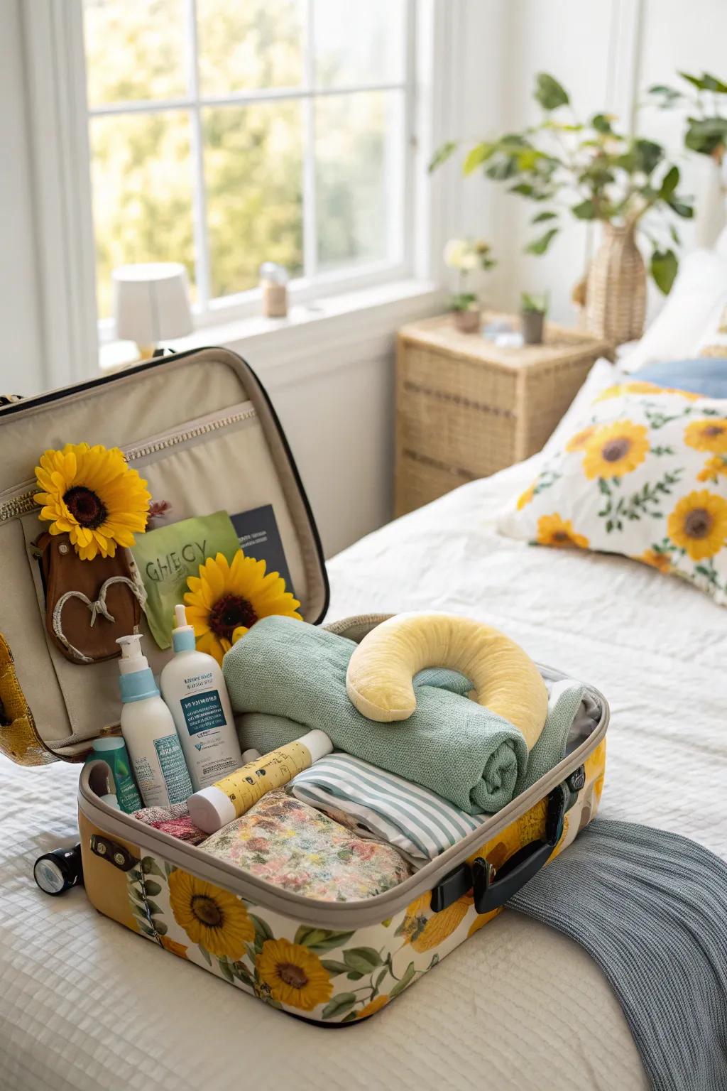 Travel in comfort with a sunflower traveler's kit.
