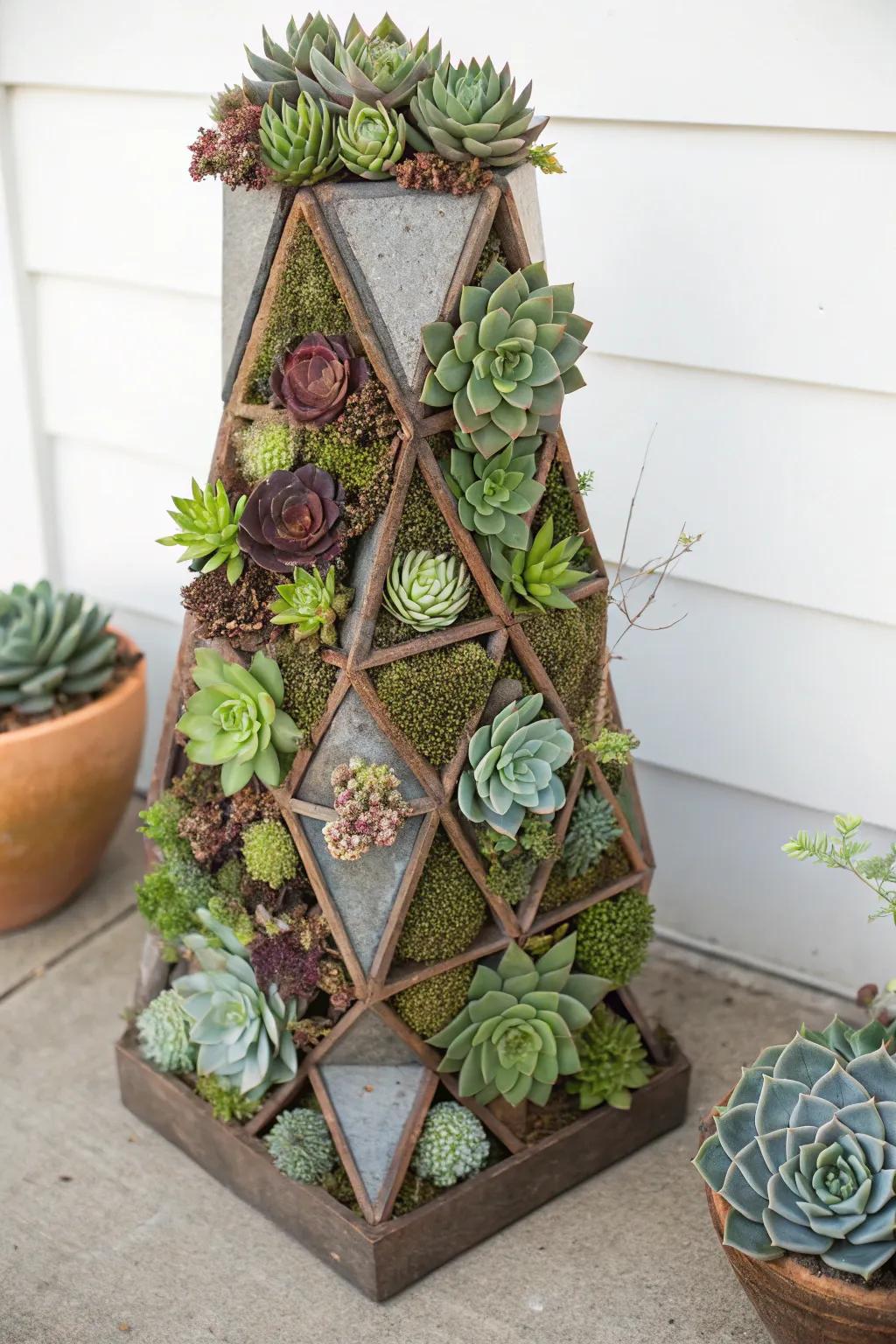 Transform planters into living artworks through artistic schemes.