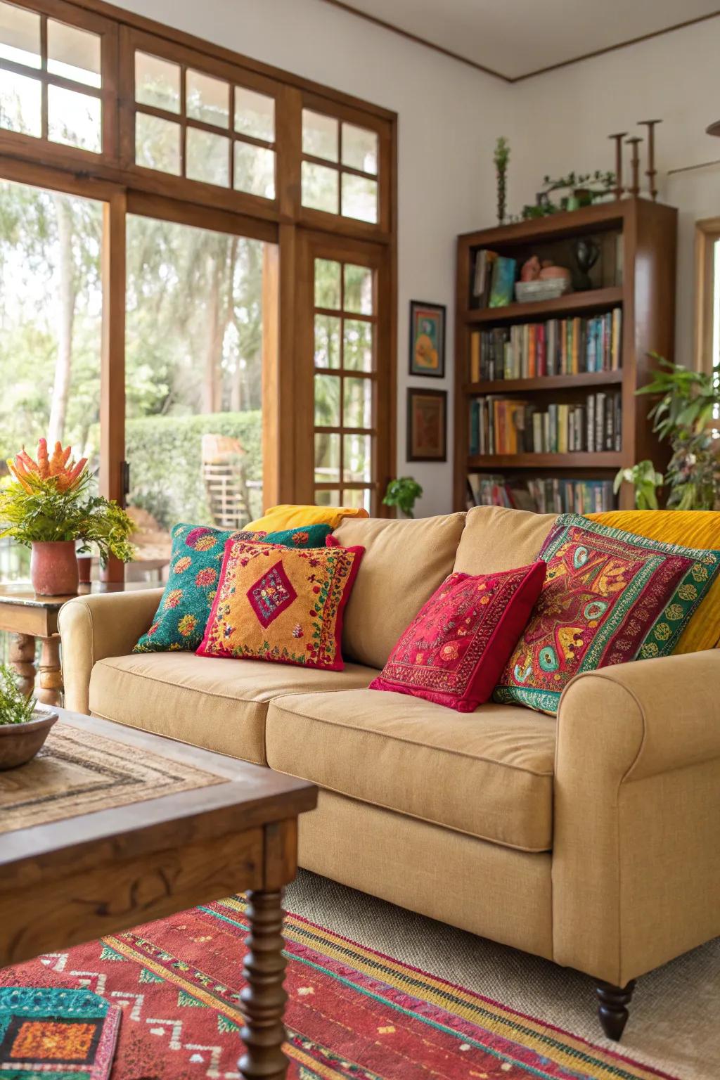 Bold color pops add vibrancy and energy to the room.