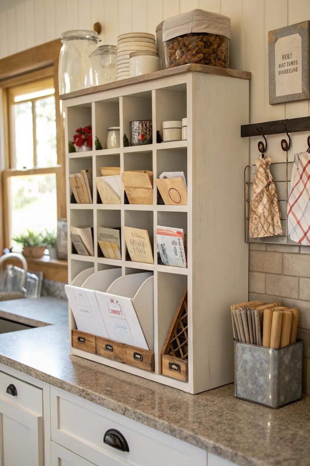 A functional communication hub for keeping papers in order.