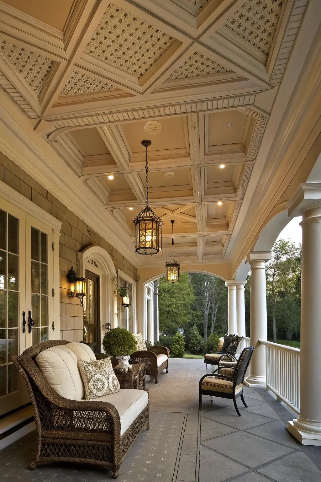 Add sophistication with a coffered ceiling.