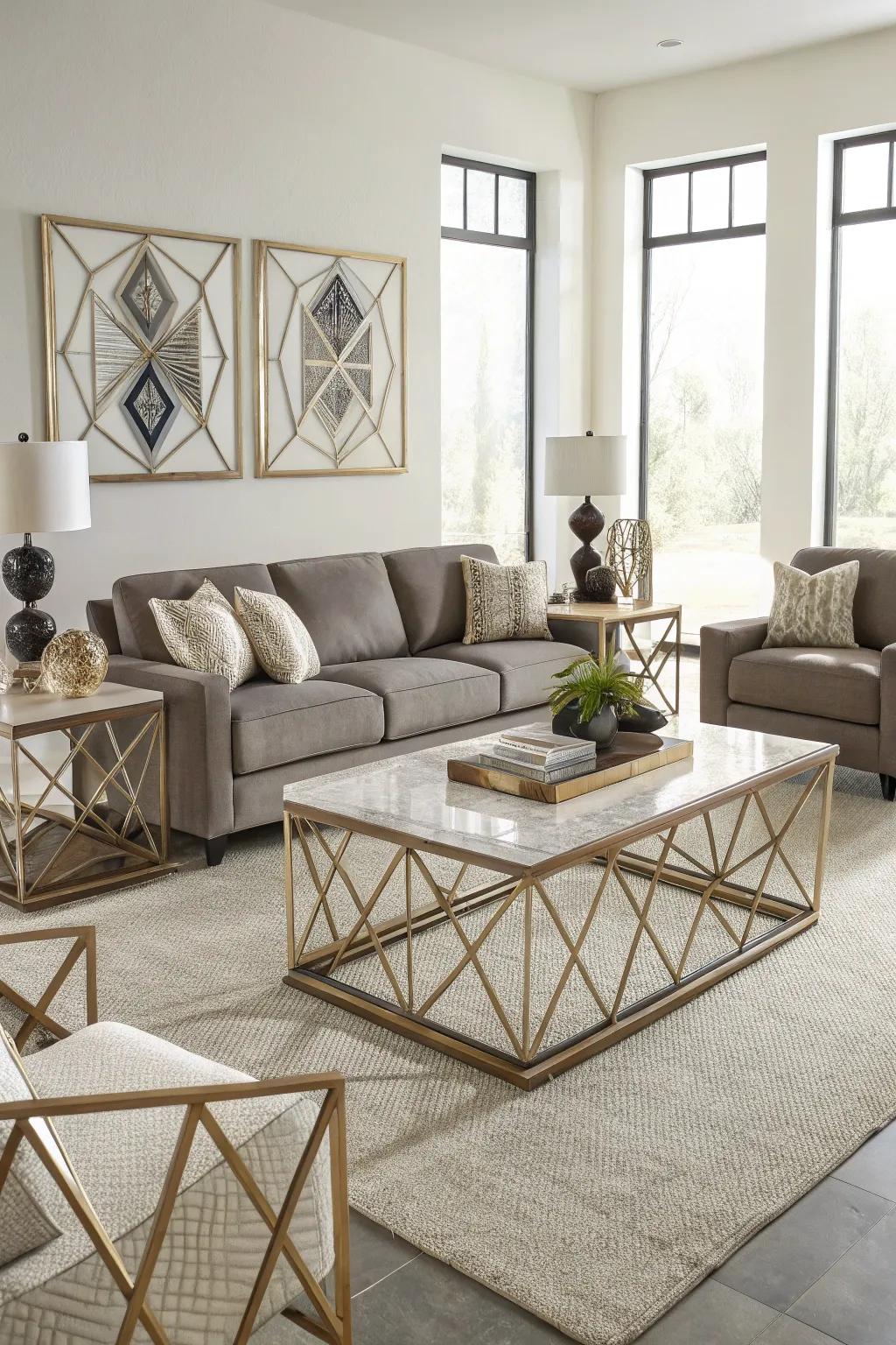 Symmetrical designs inject a contemporary spin to vintage settings.