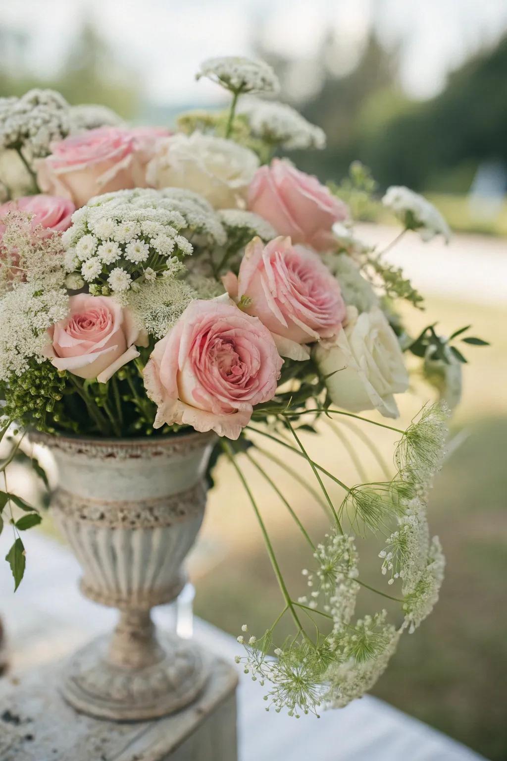 Queen Anne's Lace adds a delicate and vintage charm to bouquets.