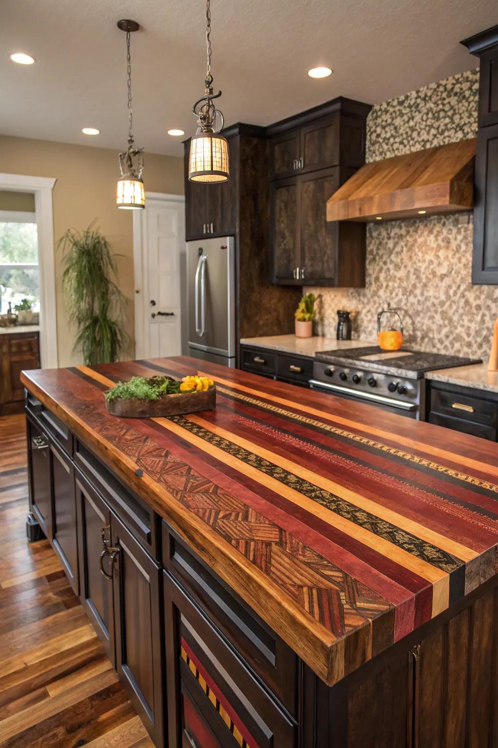 Exotic wood countertops bring natural artistry and elegance to your kitchen.