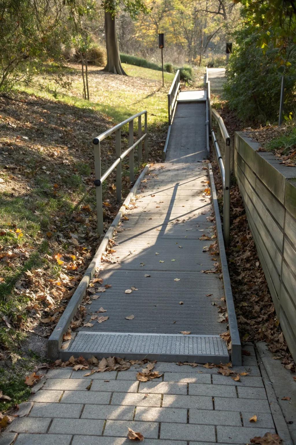 A discreet concealed step that sustains the aesthetics of the entry.