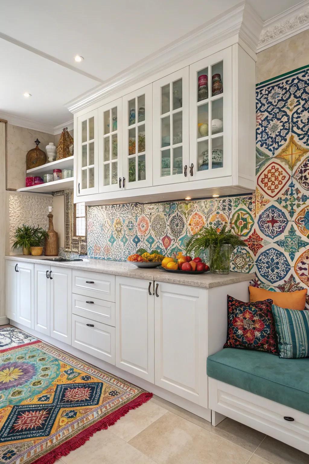 Middle Eastern tiles imparting a spirited flair to pristine units.