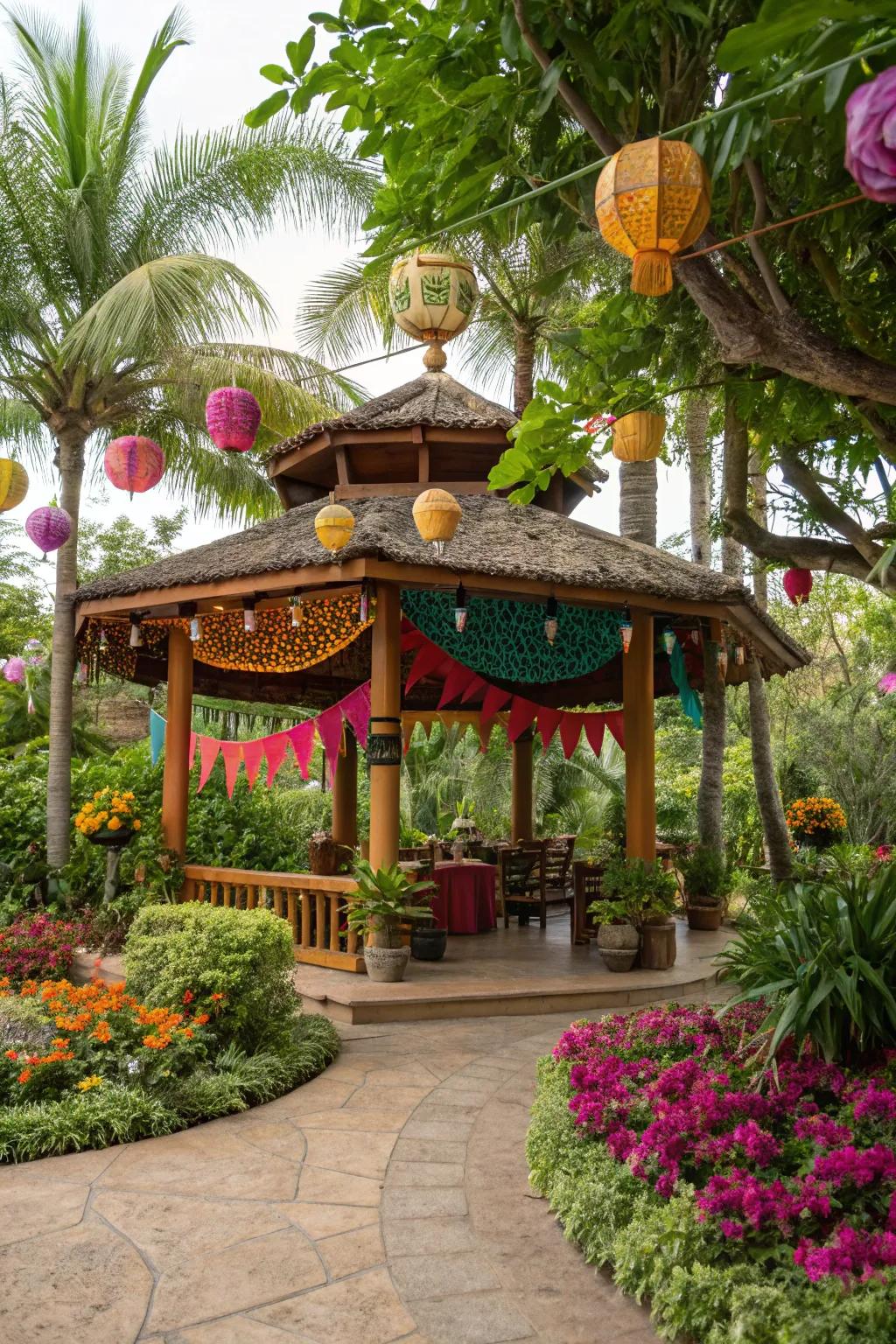 Escape to a tropical pavilion paradise.
