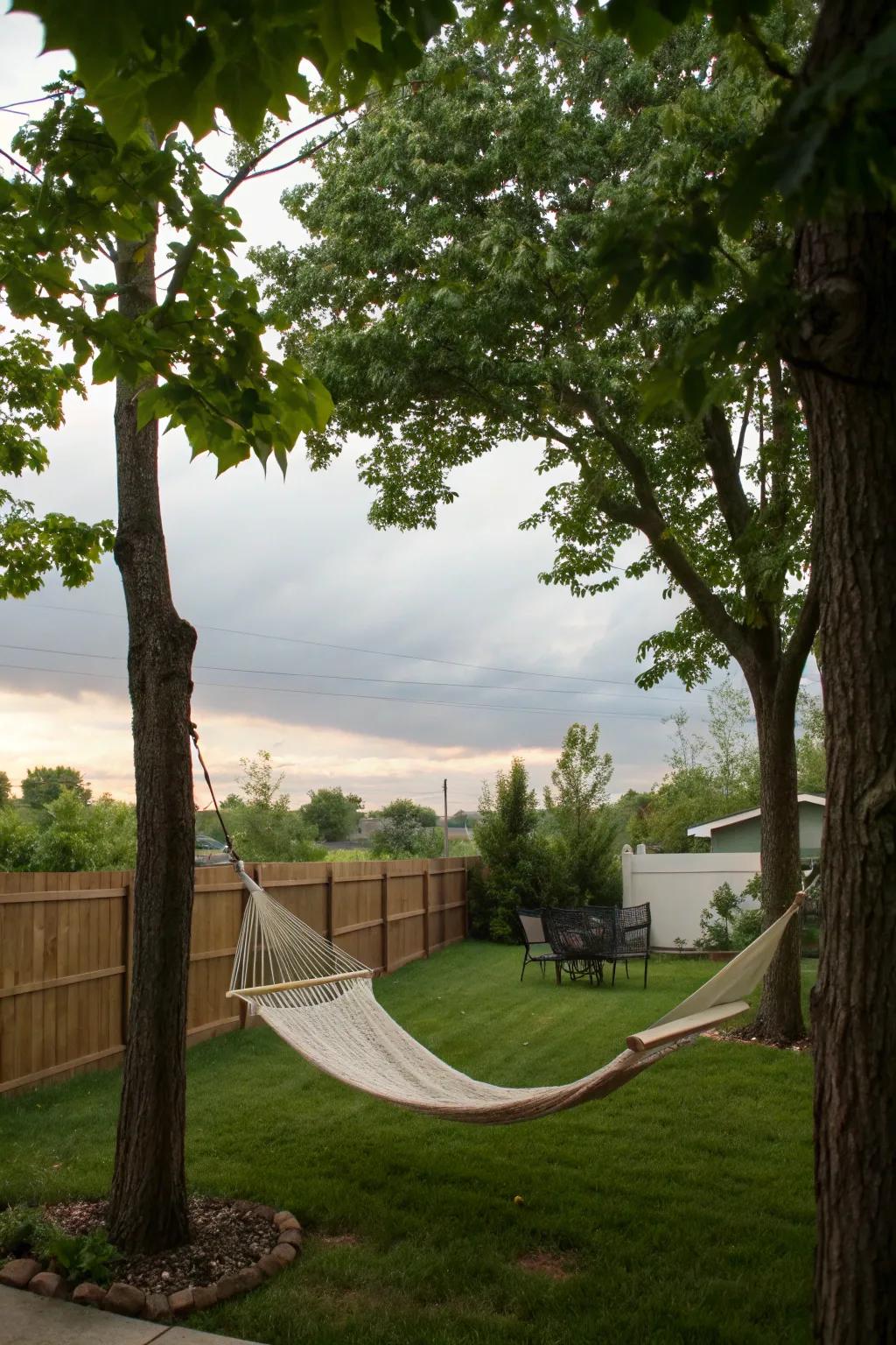 Hammocks present a tranquil escape for unwinding within your backyard.