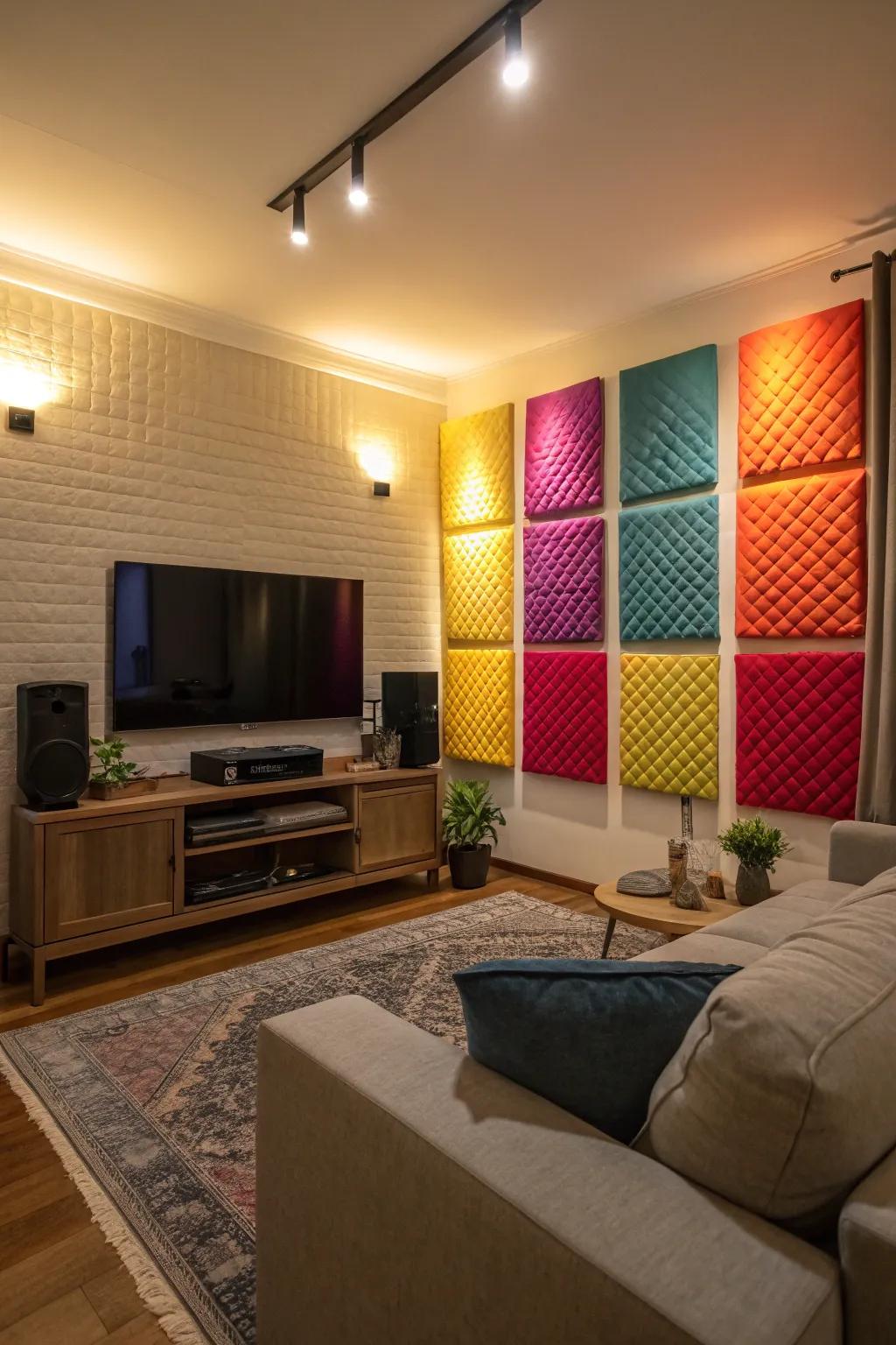 Acoustic panels serve as both art and sound enhancers.