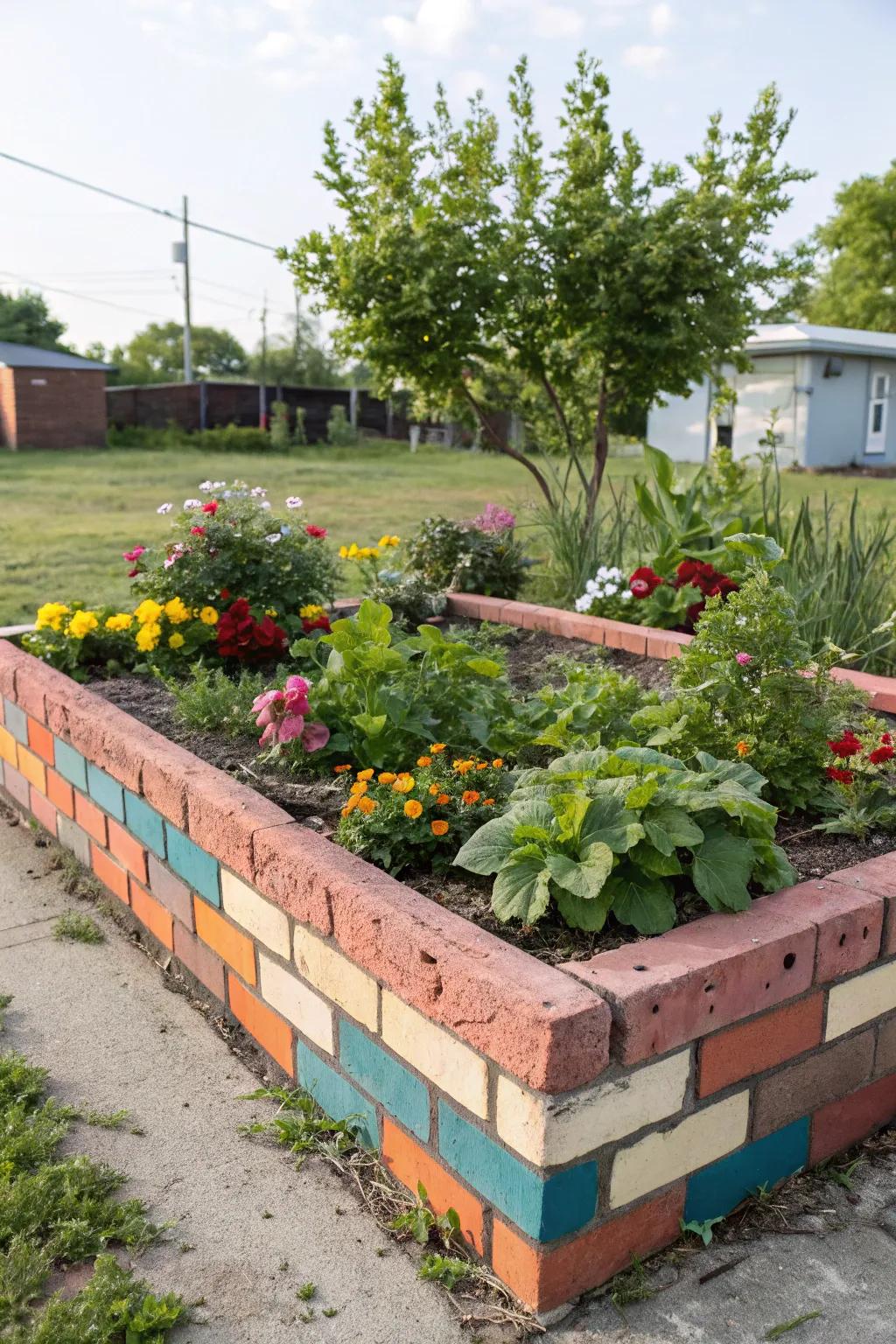 Brighten your garden with colorful brick borders.