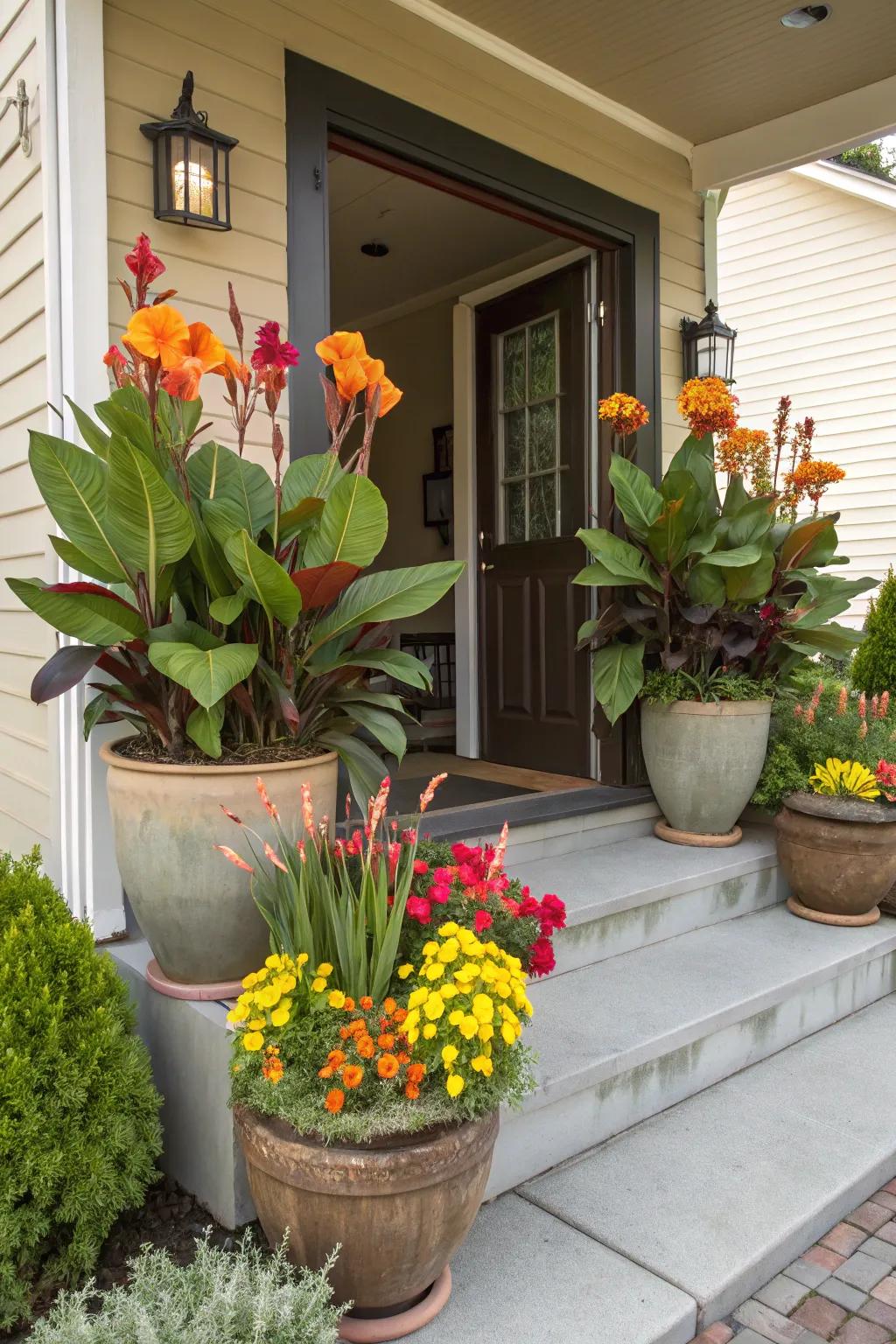 Craft a welcoming entrance using bloomsticks lily potscapes.
