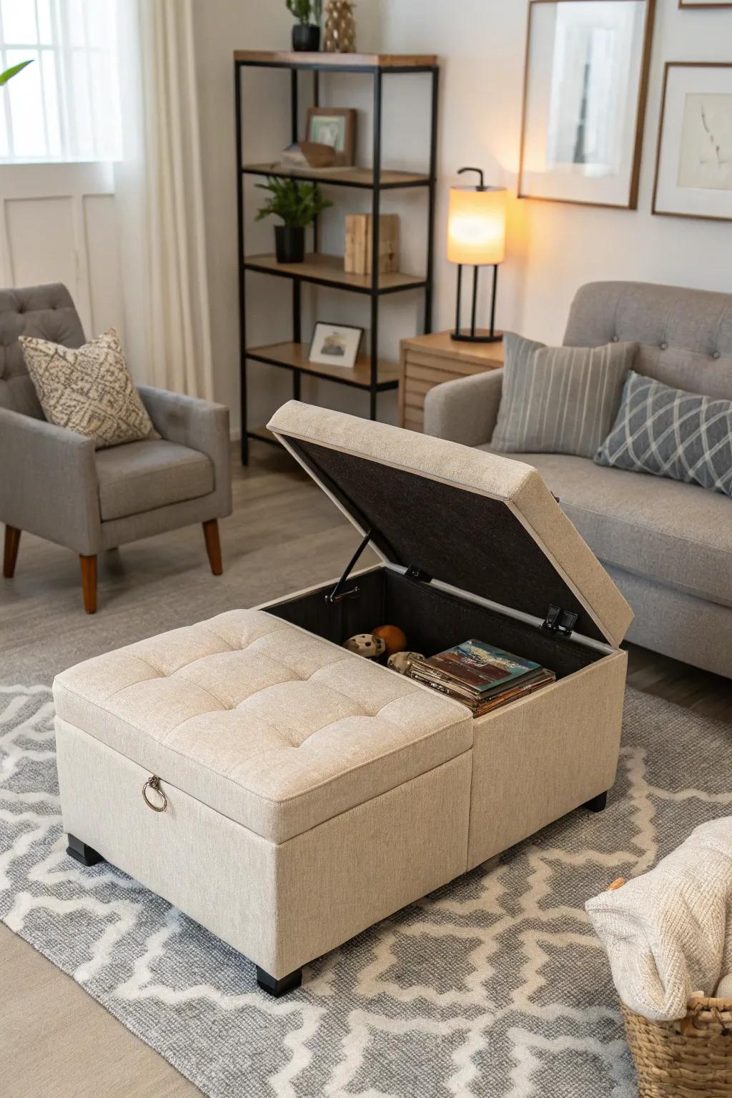 Maximize space with multipurpose furniture.