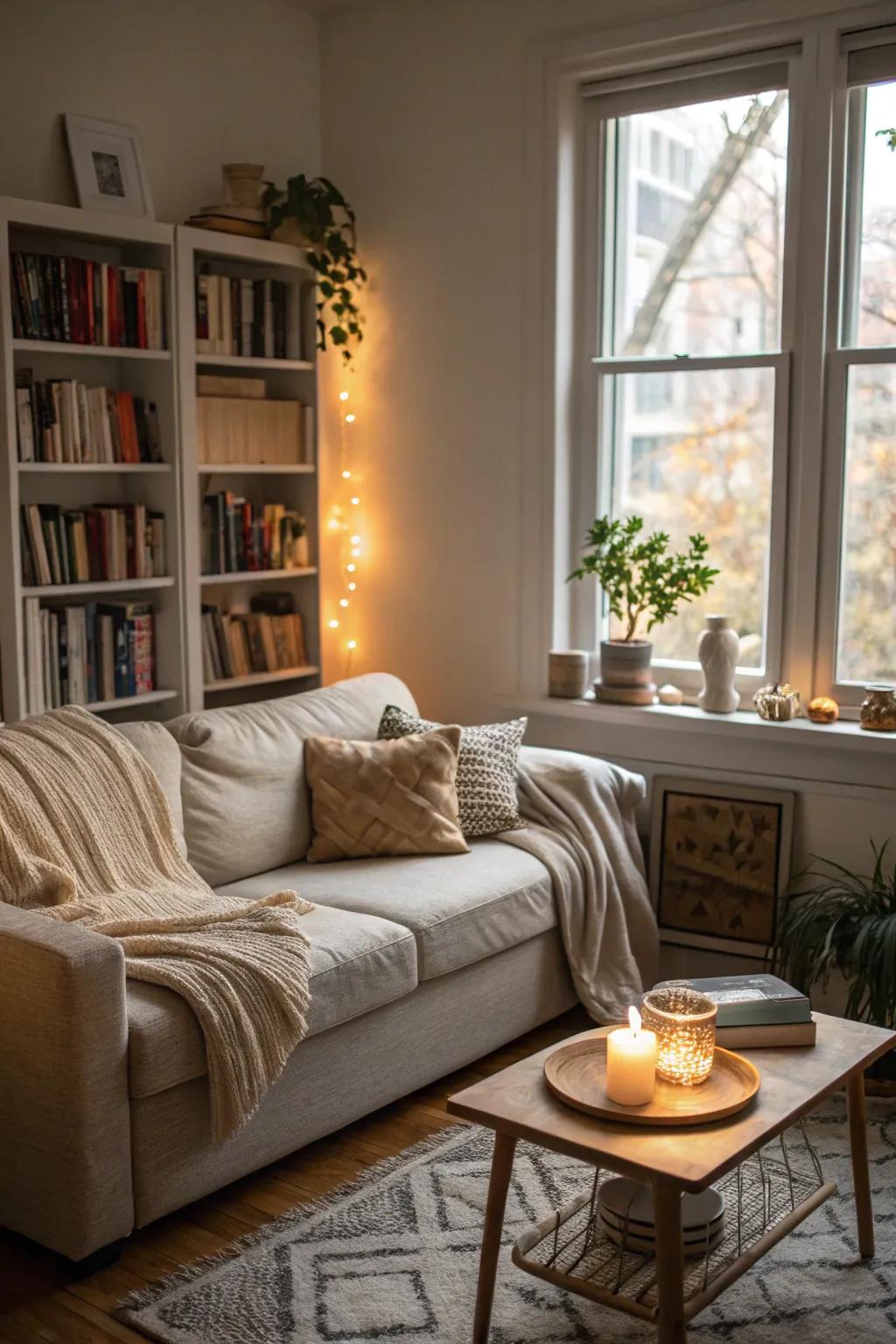 A sofa placement that welcomes and amplifies natural illumination.