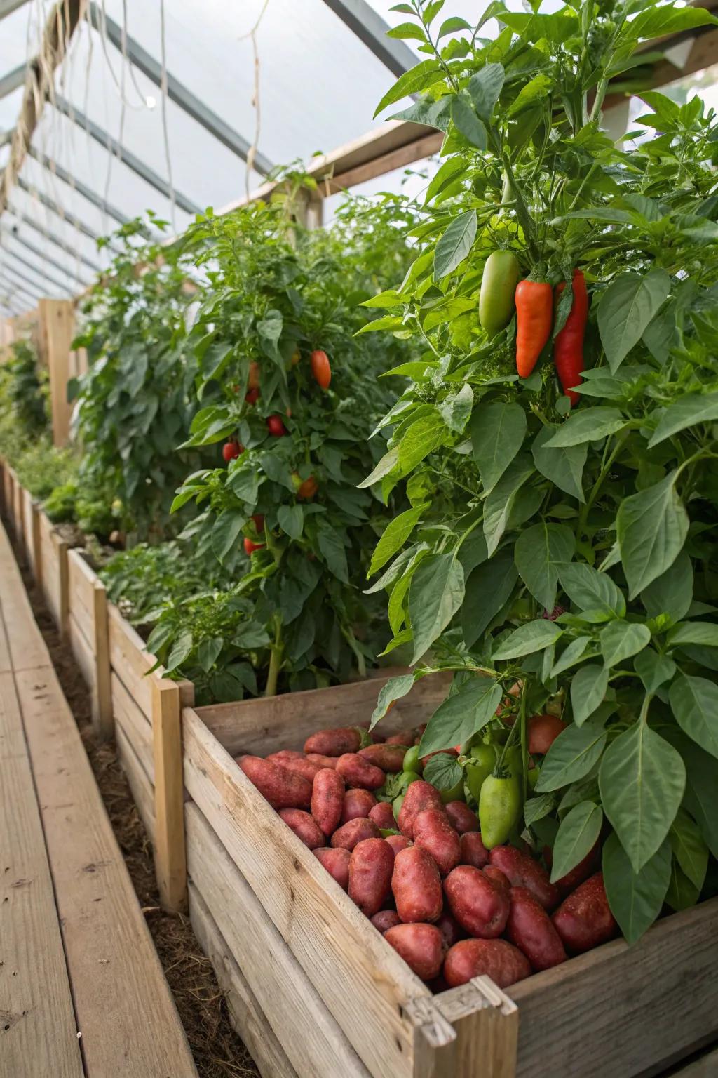 A robust and defensive mix is peppers and sweet potatoes.