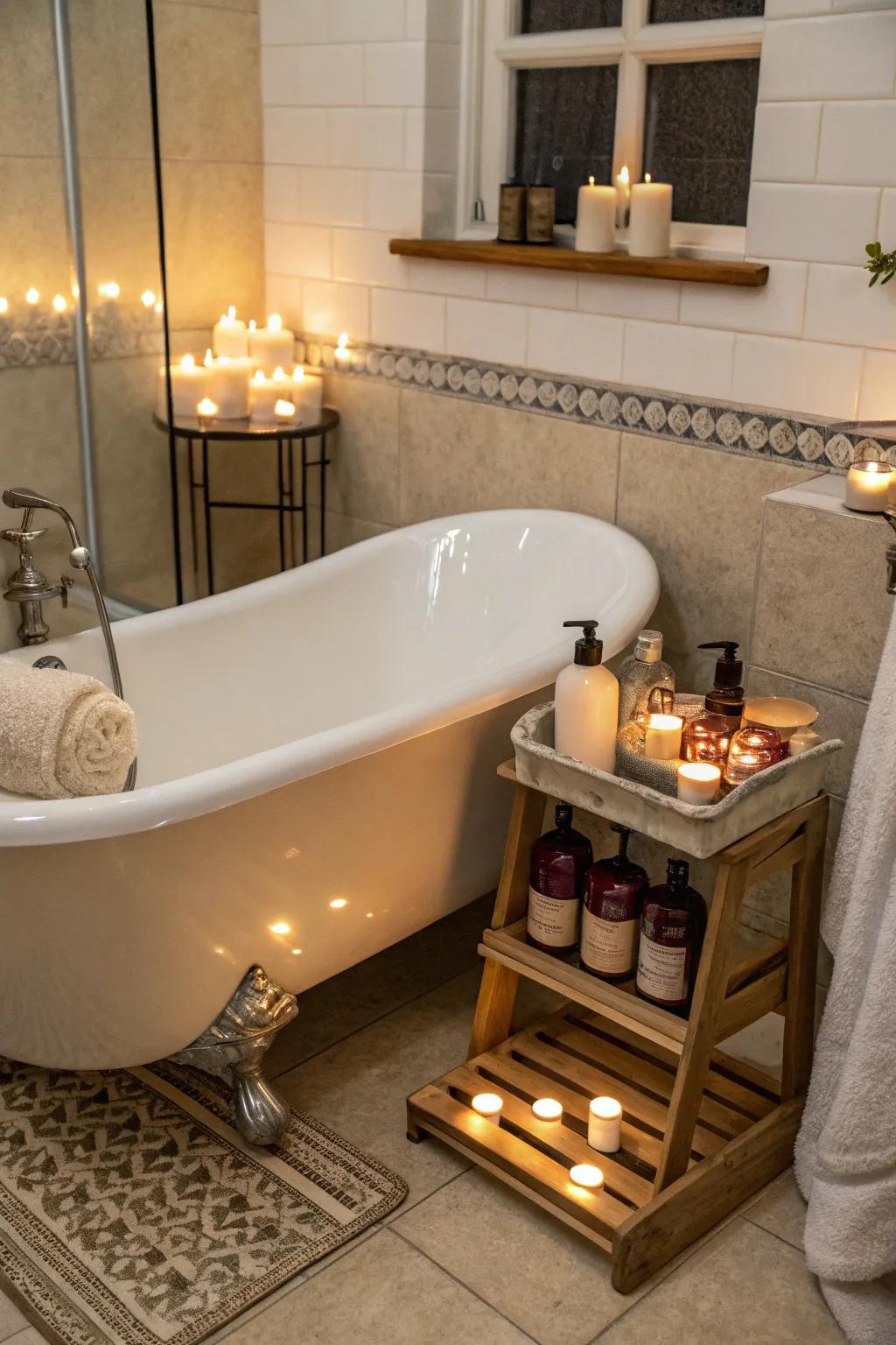 A clawfoot tub that invites indulgent relaxation.