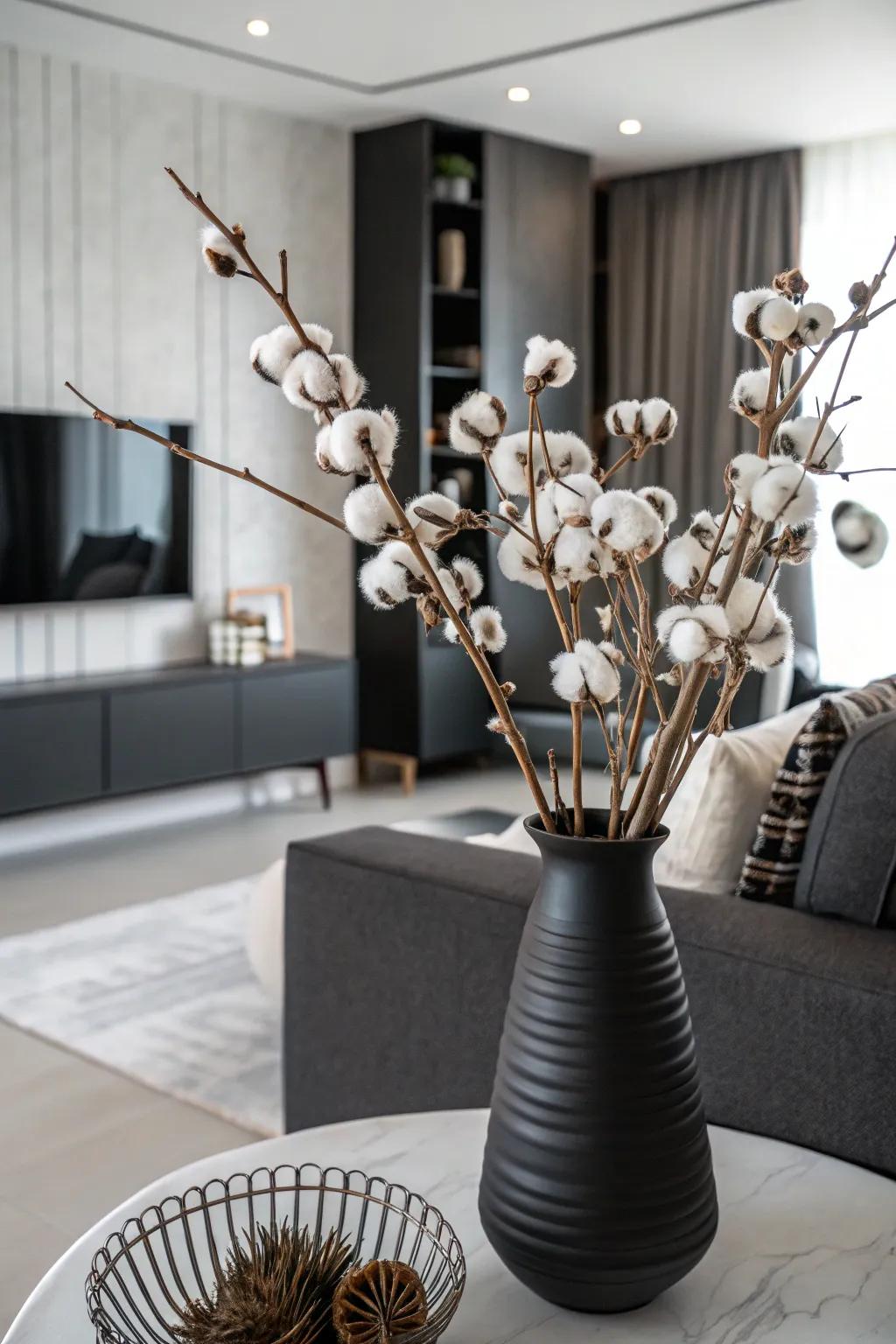 Chic contrast with black and white cotton decor.