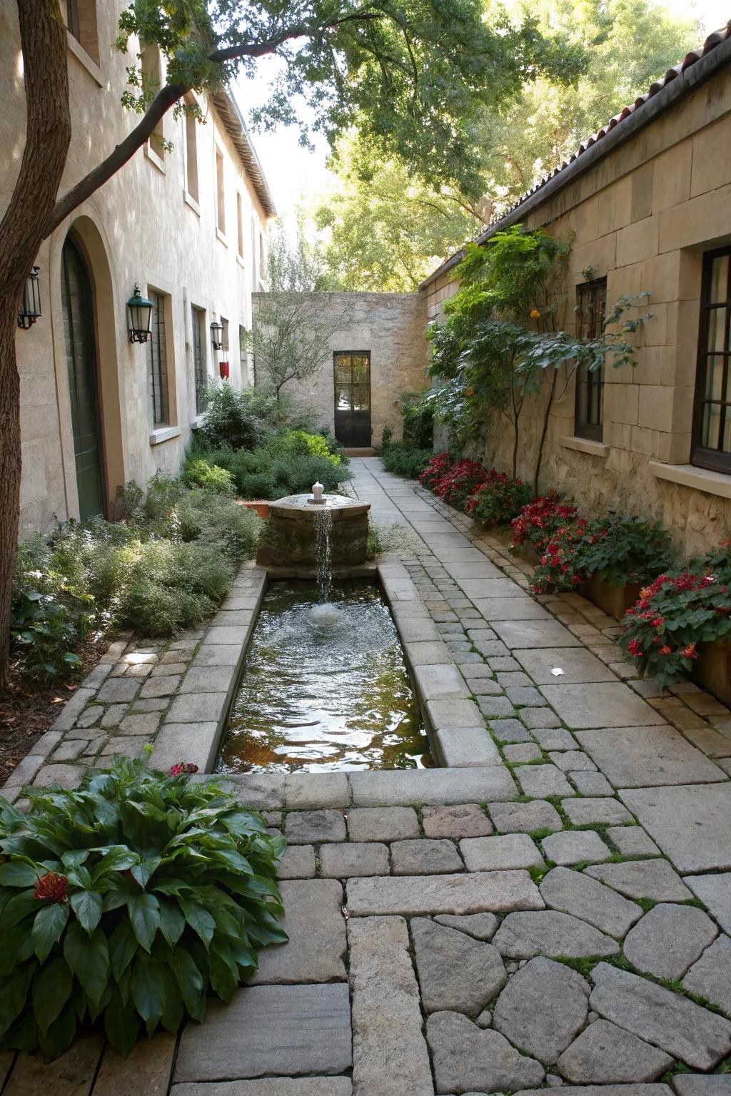 Bring tranquility to your courtyard with a stylish water feature.