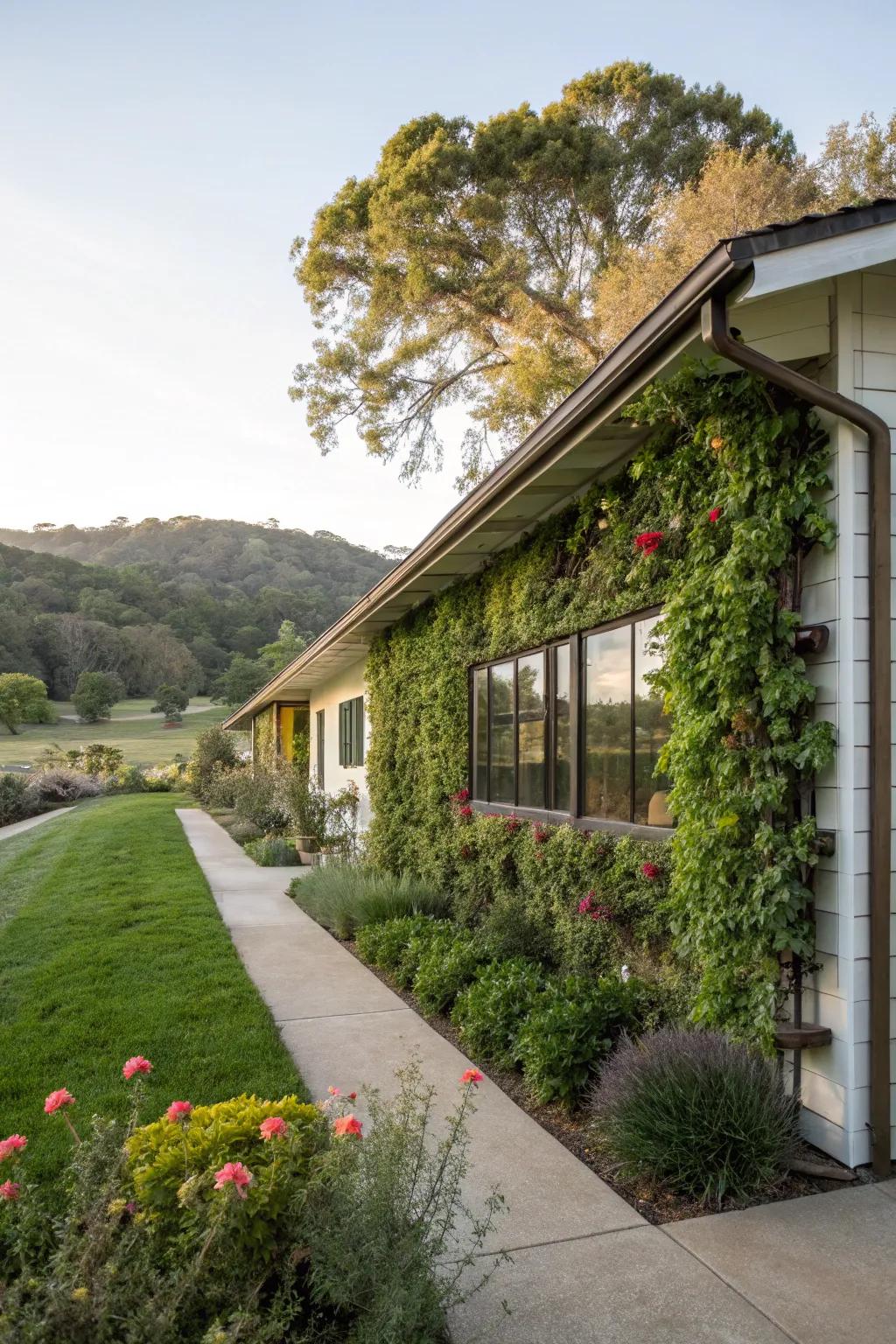 Vertical gardens offer a lush, space-saving backdrop.