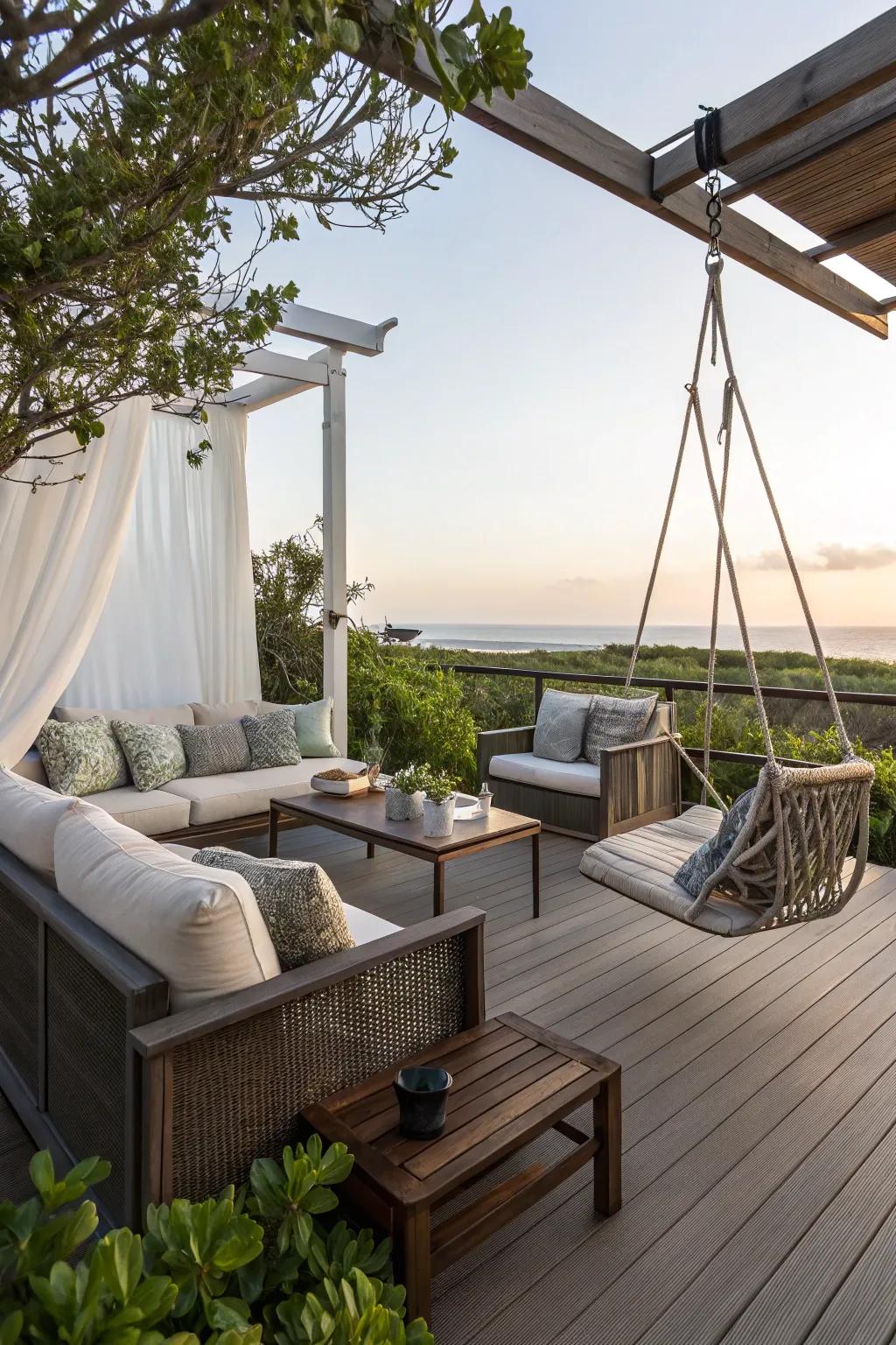 An outdoor lounge deck, perfect for relaxation and socializing.