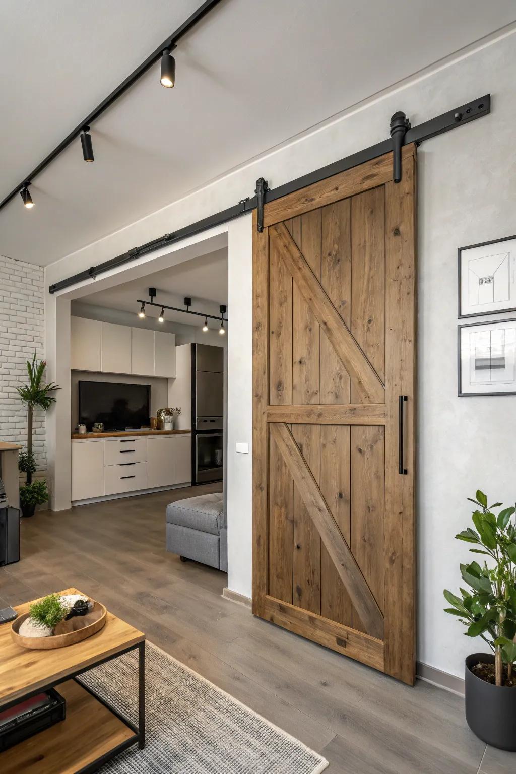 Sliding doors are both stylish and space-conscious.