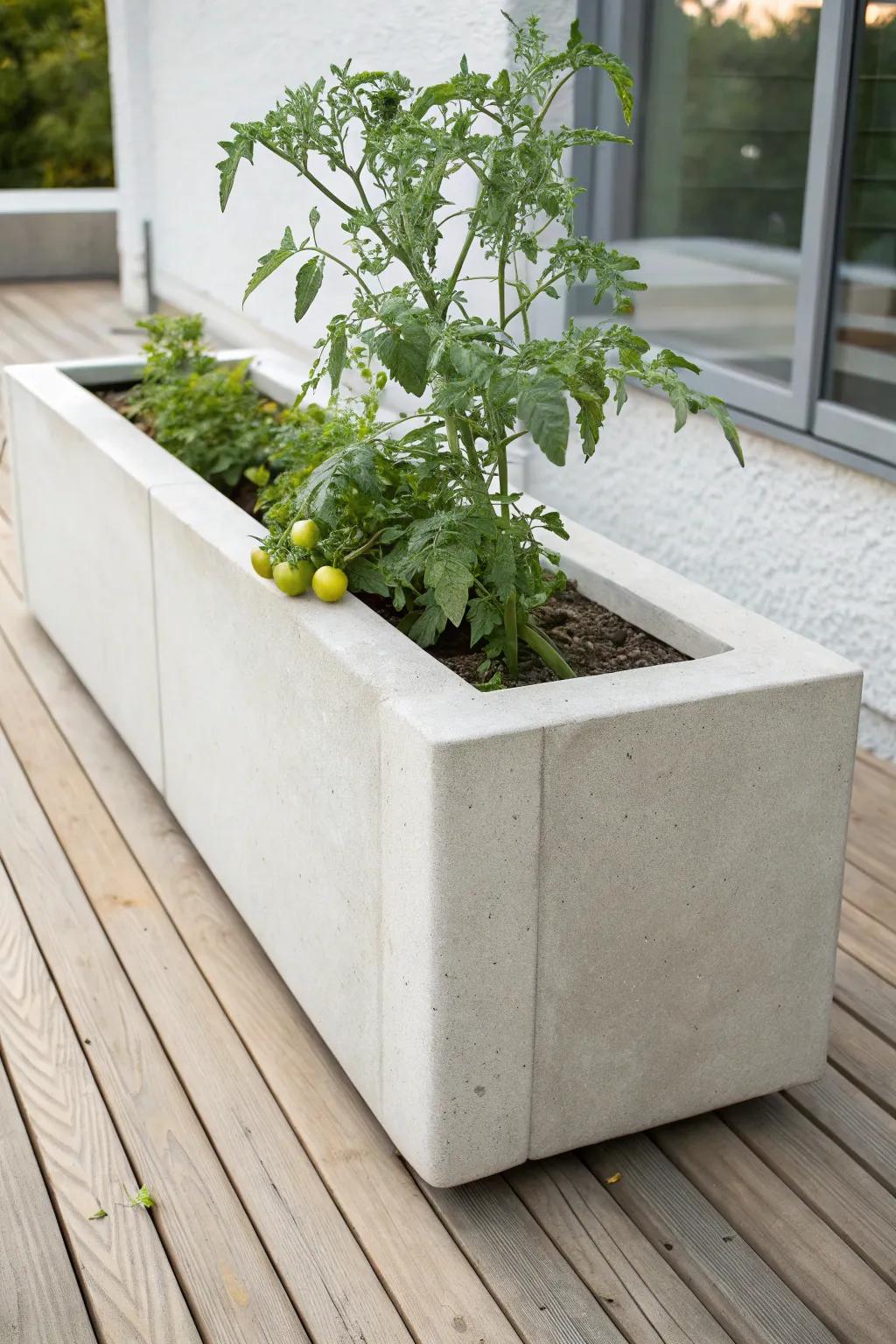 Elevate your garden with a chic concrete planter that combines minimalist design with boho charm.