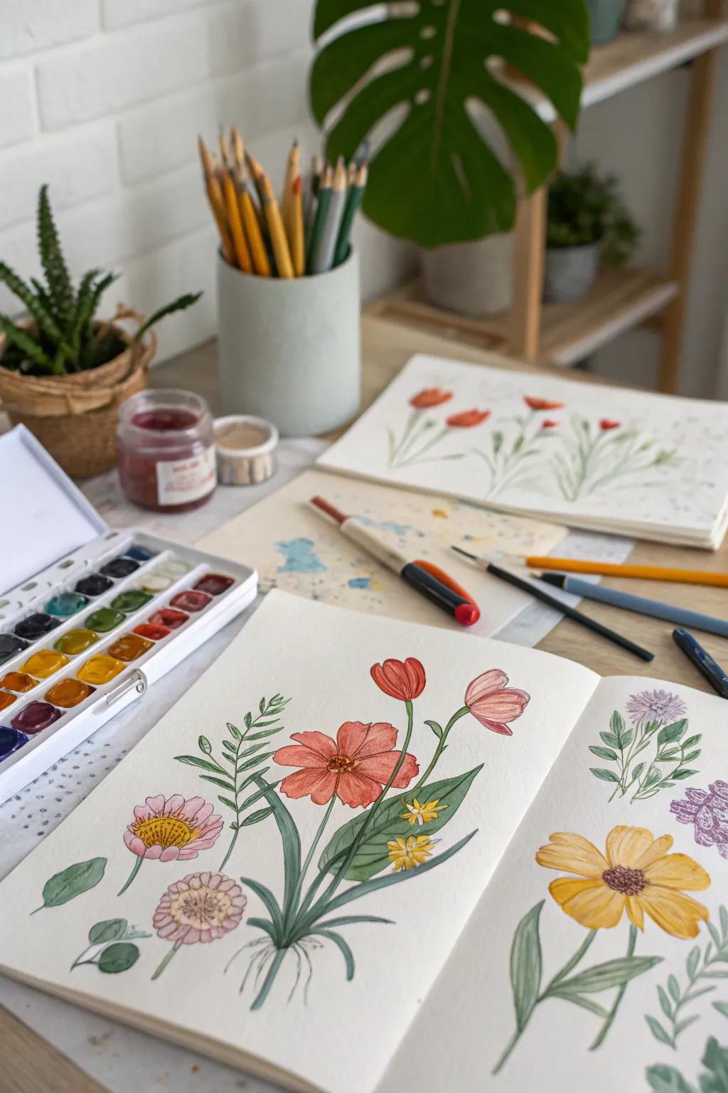 Flower illustrations can be a creative and personal touch to home decor.