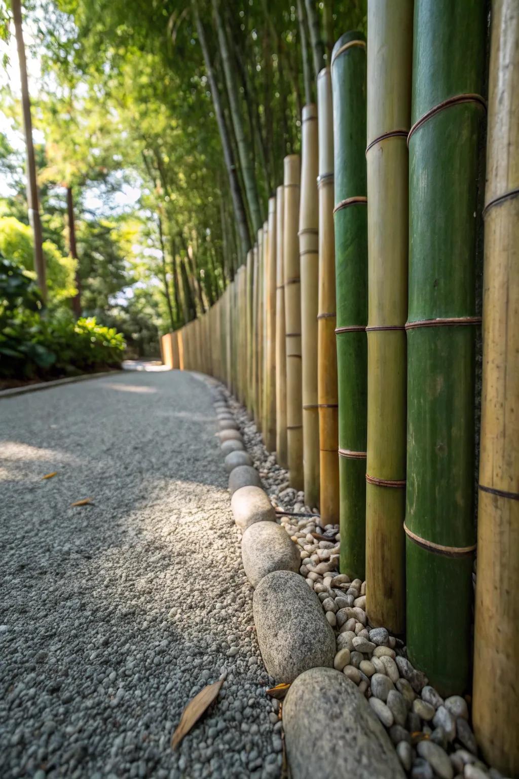 Elevate your driveway design with the natural charm of bamboo edging.